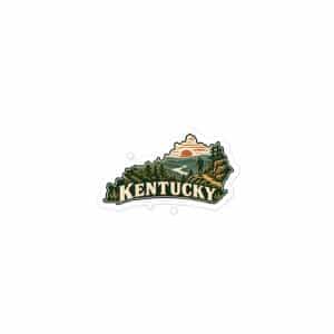 Kentucky Vinyl Sticker: Forest trail and hiking silhouette, Vintage Kentucky Silhouette - 3″×3″ - Main