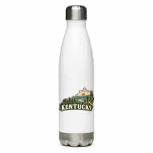 Kentucky Stainless Steel Water Bottle: Forest trail and hiking silhouette, Vintage Kentucky Silhouette - 17 oz - Main