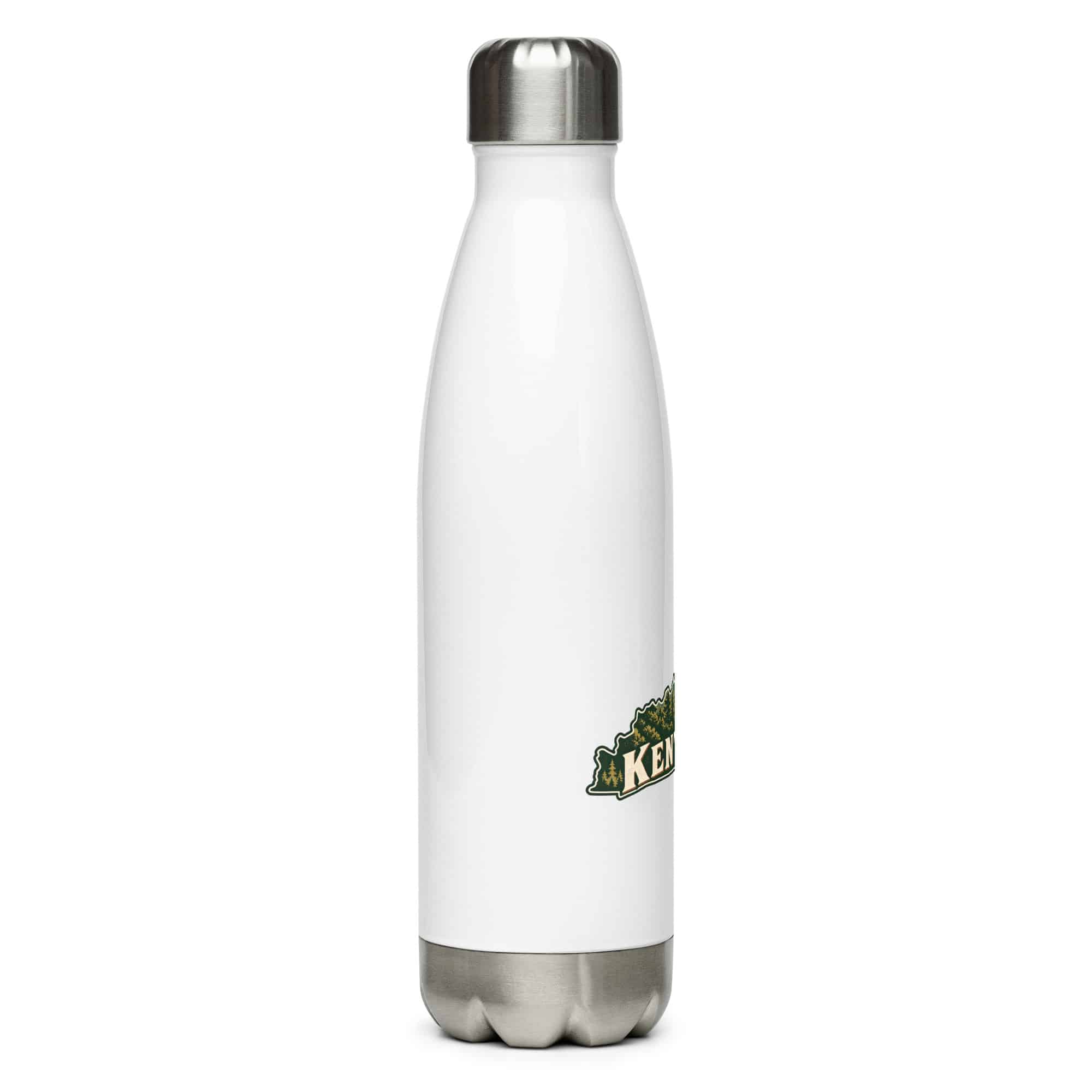 Kentucky Stainless Steel Water Bottle: Forest trail and hiking silhouette, Vintage Kentucky Silhouette