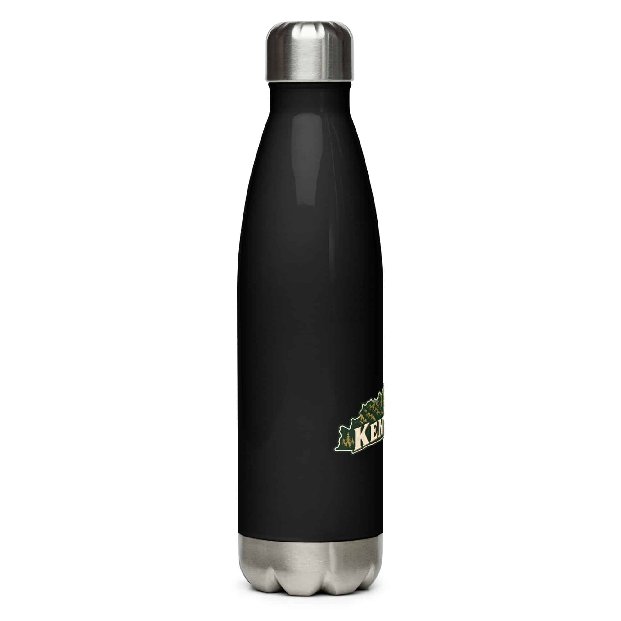 Kentucky Stainless Steel Water Bottle: Forest trail and hiking silhouette, Vintage Kentucky Silhouette