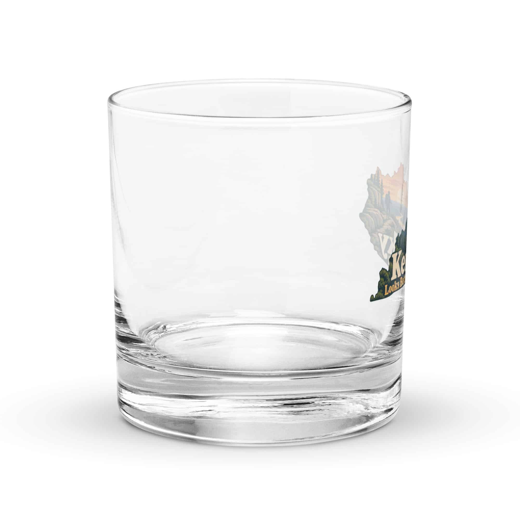 Kentucky Rocks Glass: Forest trail and hiking silhouette, Colorful Kentucky Silhouette