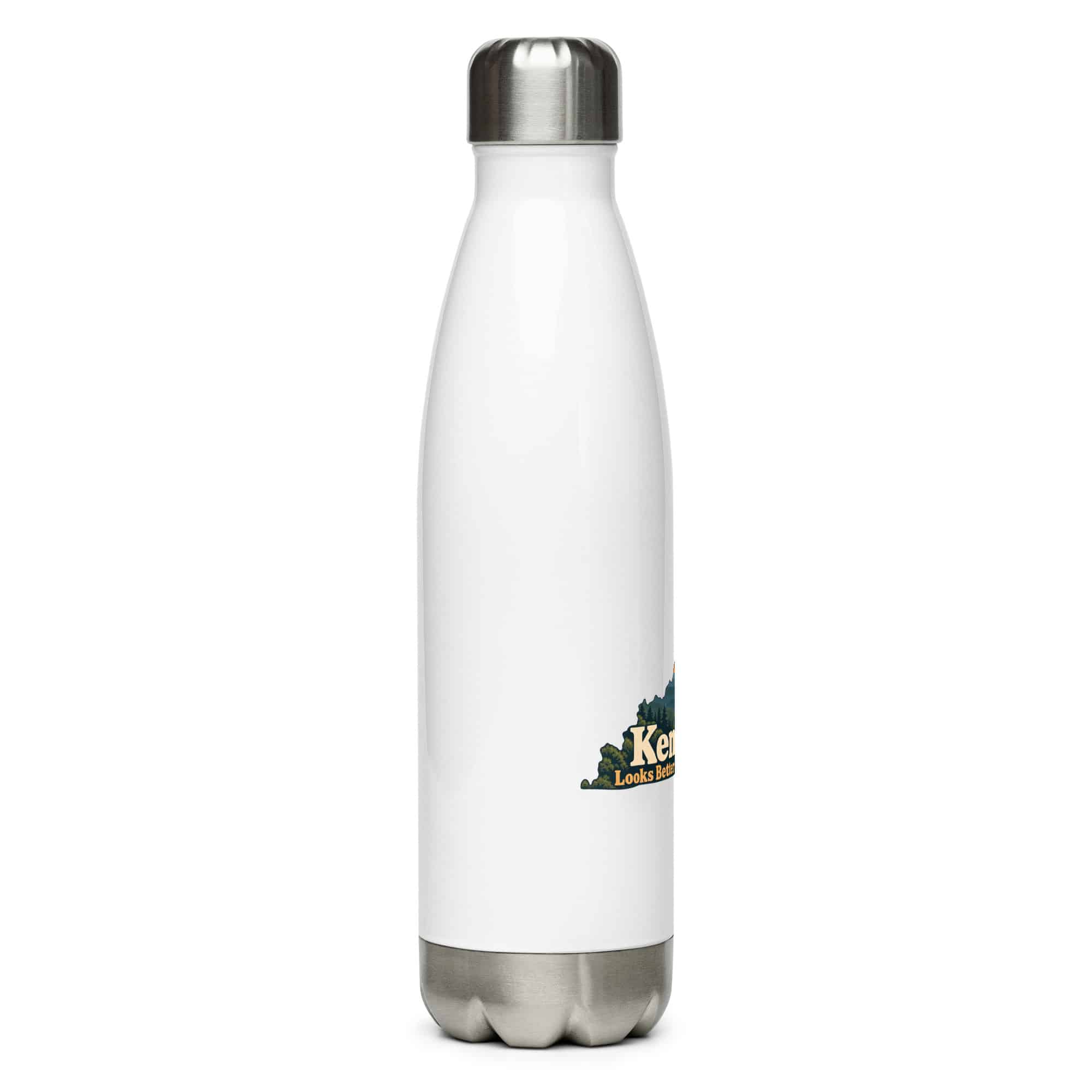 Kentucky Stainless Steel Water Bottle: Forest trail and hiking silhouette, Colorful Kentucky Silhouette