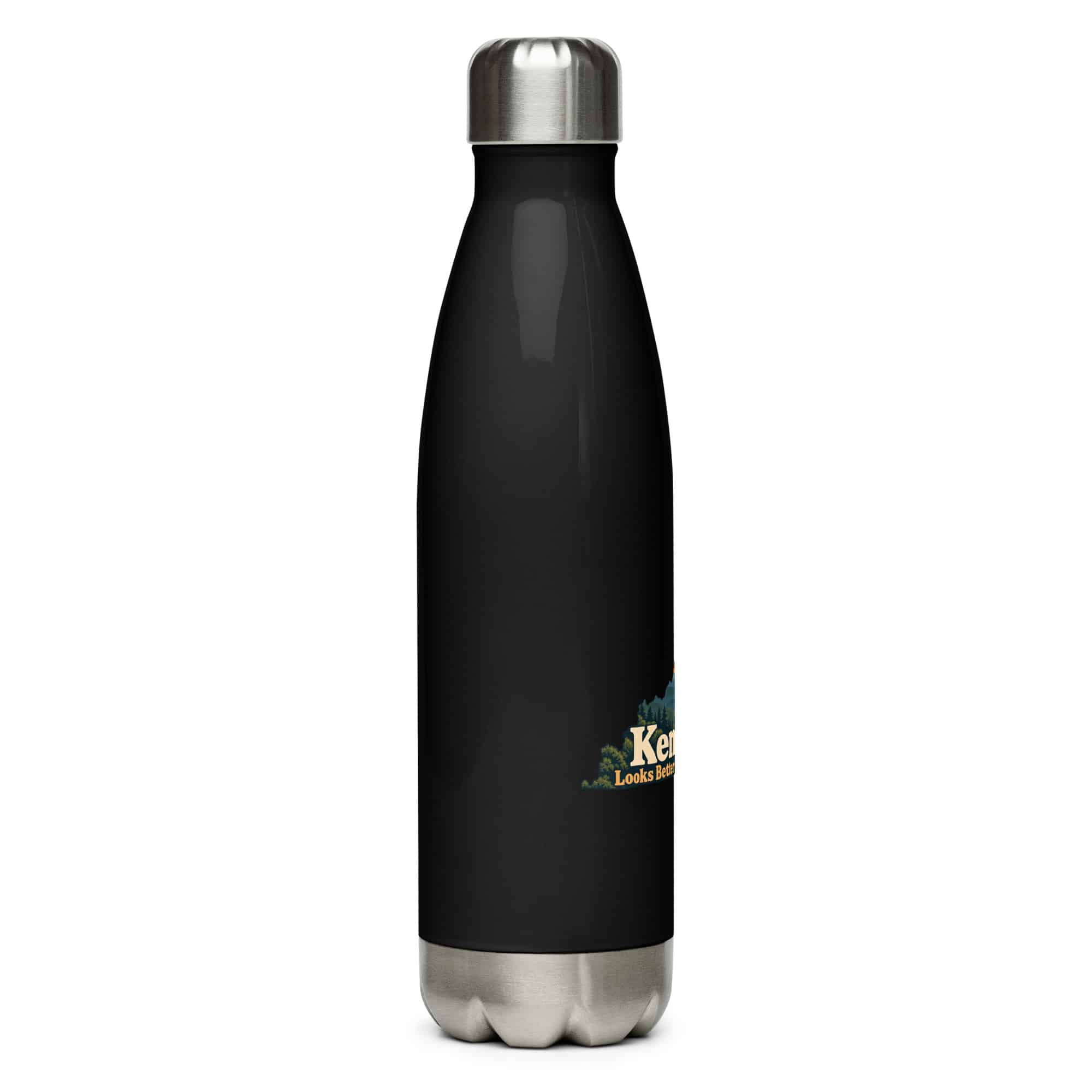 Kentucky Stainless Steel Water Bottle: Forest trail and hiking silhouette, Colorful Kentucky Silhouette