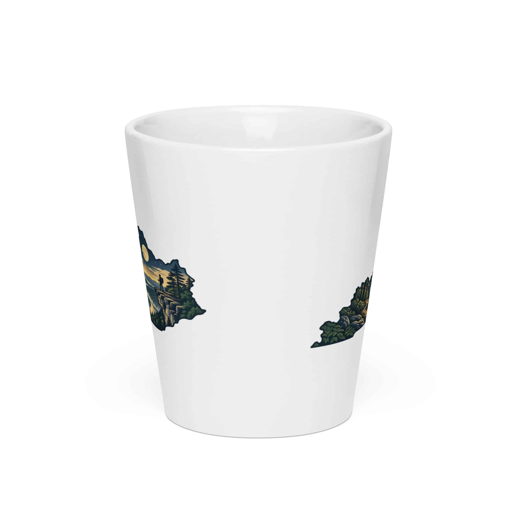 Kentucky Latte Mug: Forest trail and hiking silhouette, Illustrated Kentucky Silhouette