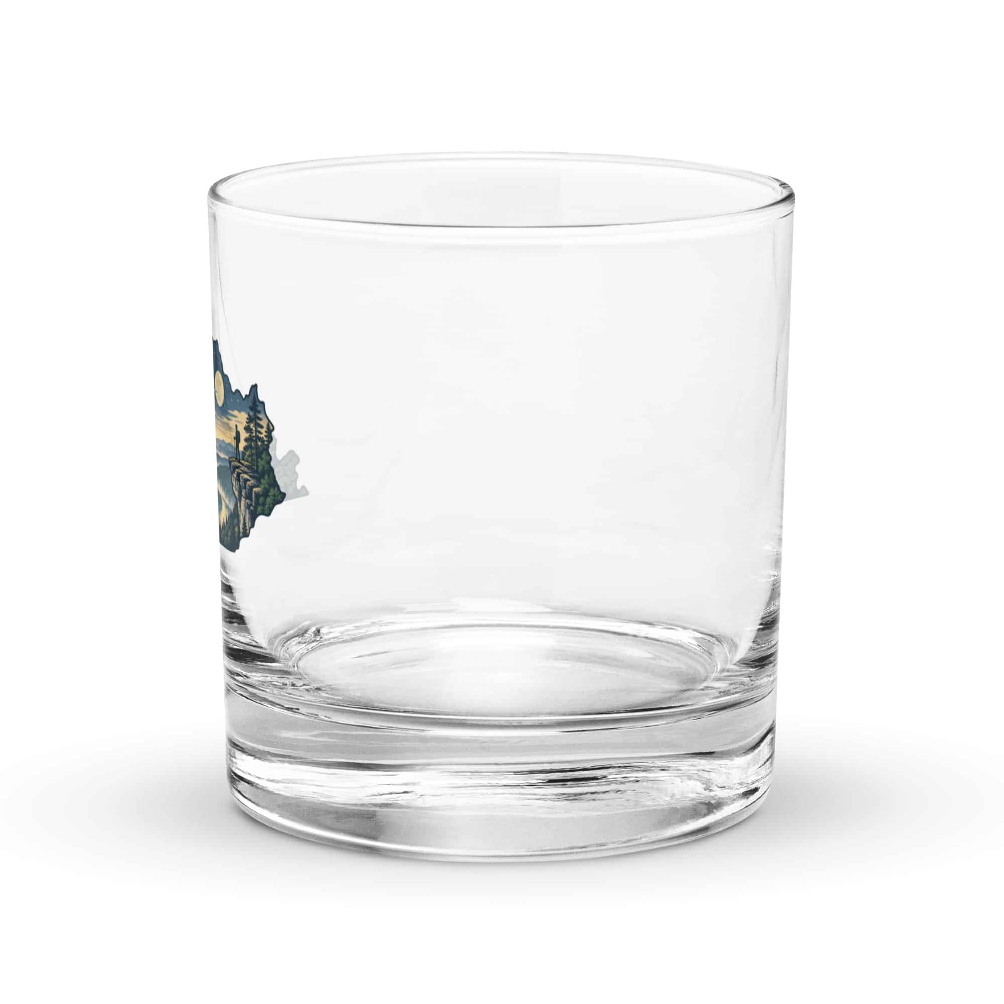 Kentucky Rocks Glass: Forest trail and hiking silhouette, Illustrated Kentucky Silhouette