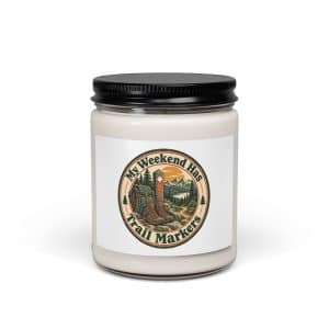 Nature and Adventure Soy Wax Candle: My Weekend Has Trail Markers, Vintage Round Badge - 9oz - Main