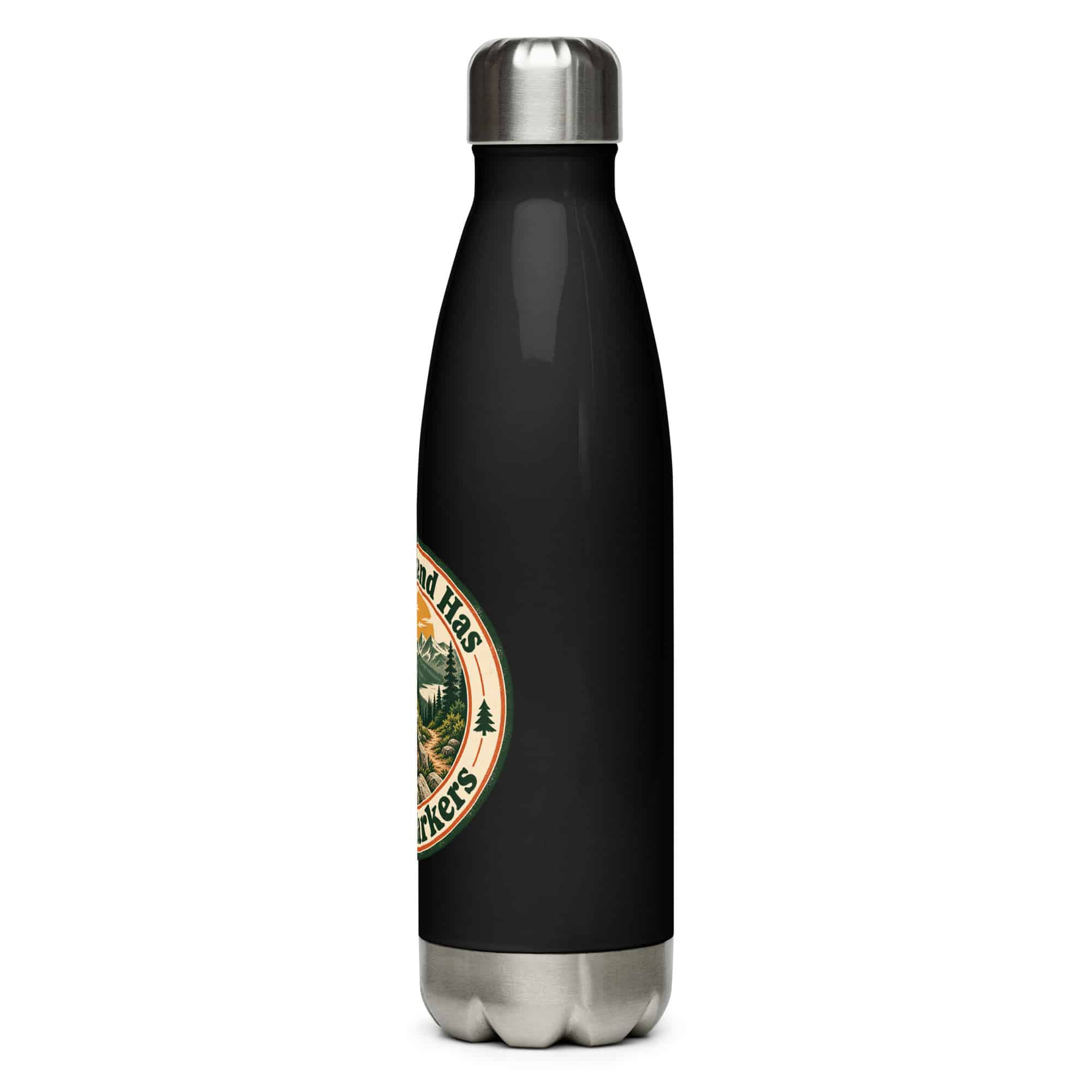 Nature and Adventure Stainless Steel Water Bottle: My Weekend Has Trail Markers, Vintage Round Badge