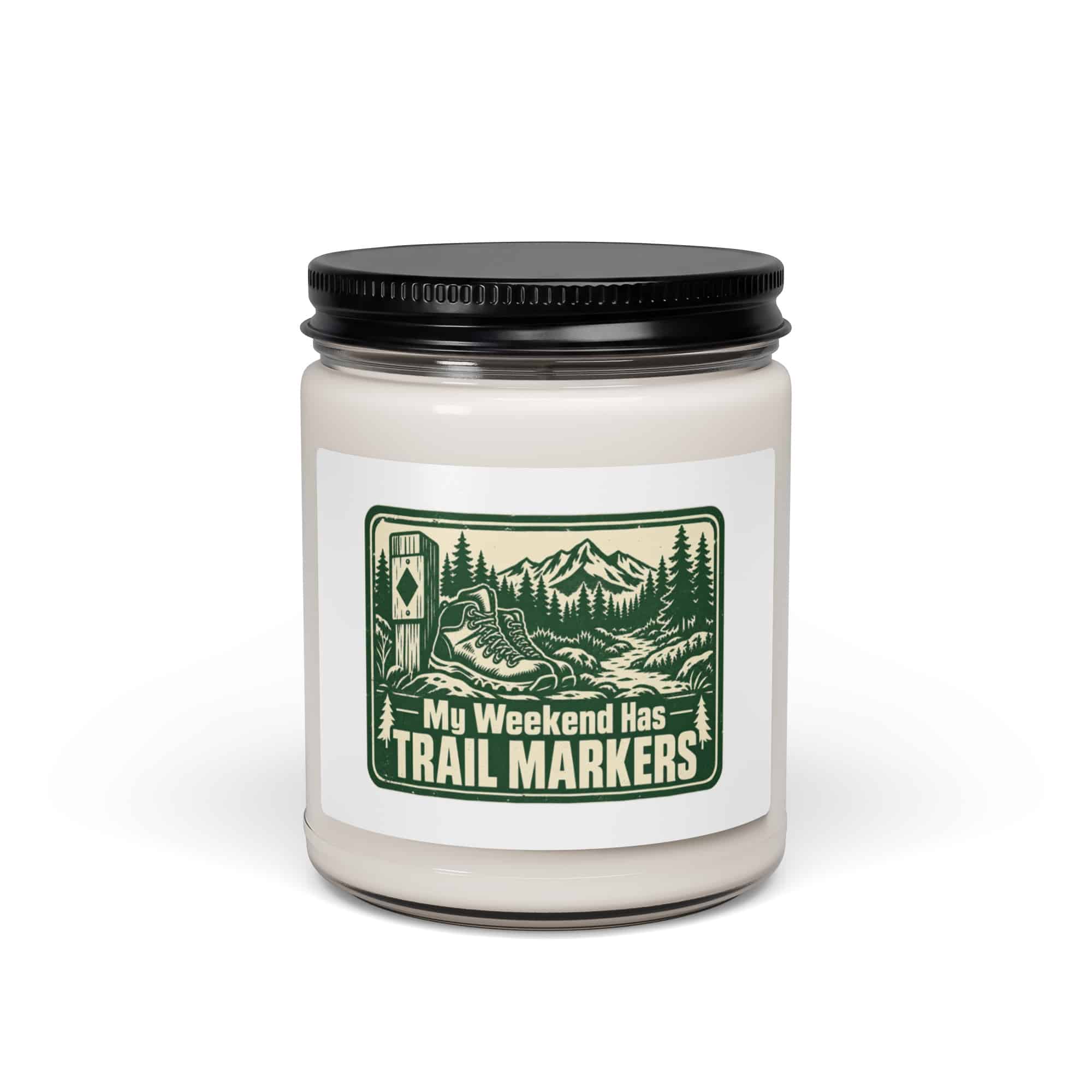 Nature and Adventure Soy Wax Candle: My Weekend Has Trail Markers, Forest Ink Stamp