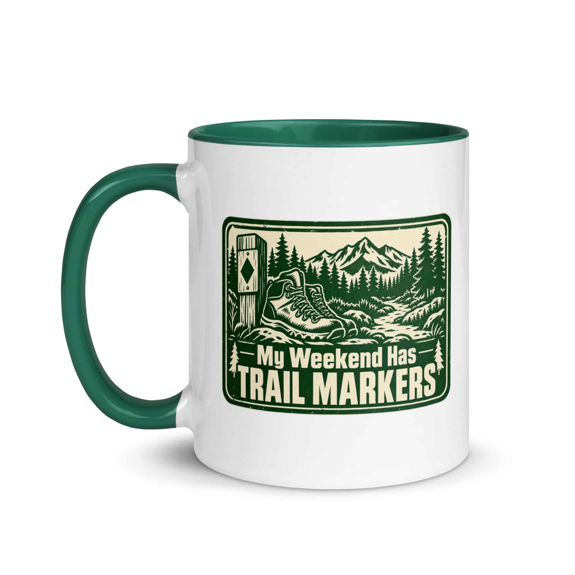 Nature and Adventure Color Inside Coffee Mug: My Weekend Has Trail Markers, Forest Ink Stamp