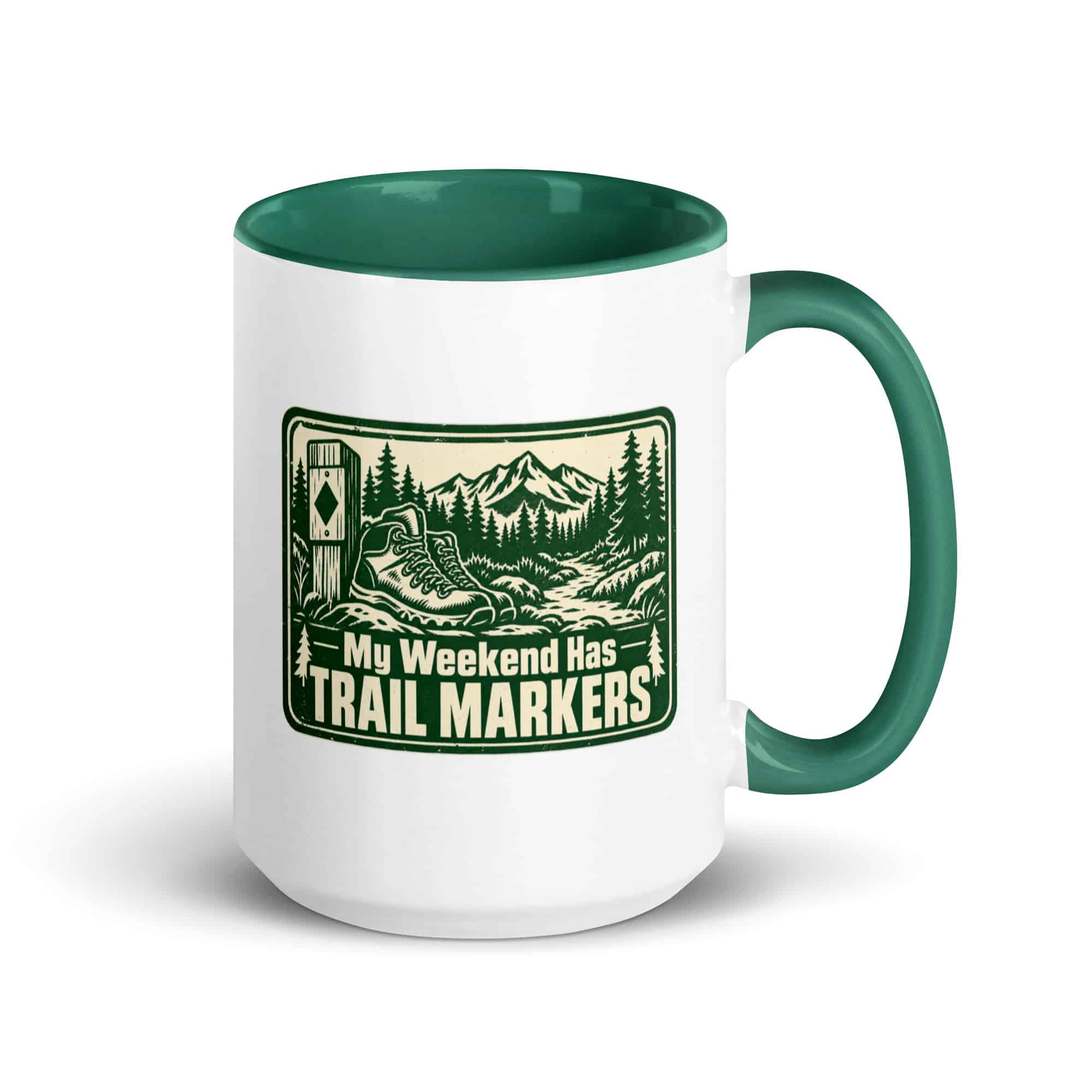 Nature and Adventure Color Inside Coffee Mug: My Weekend Has Trail Markers, Forest Ink Stamp