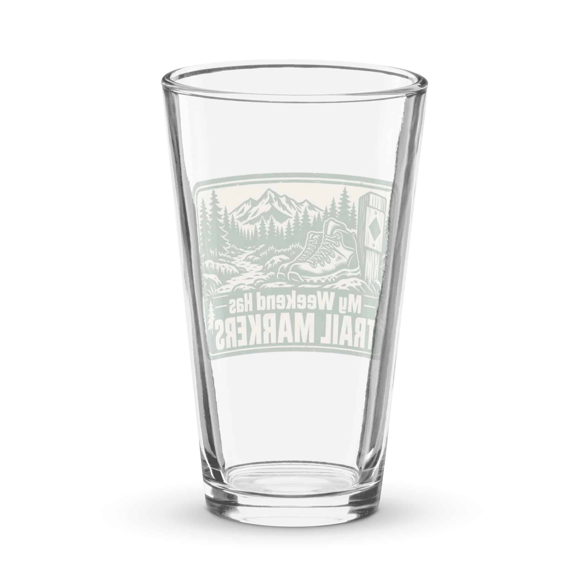 Nature and Adventure Pint Glass: My Weekend Has Trail Markers, Forest Ink Stamp