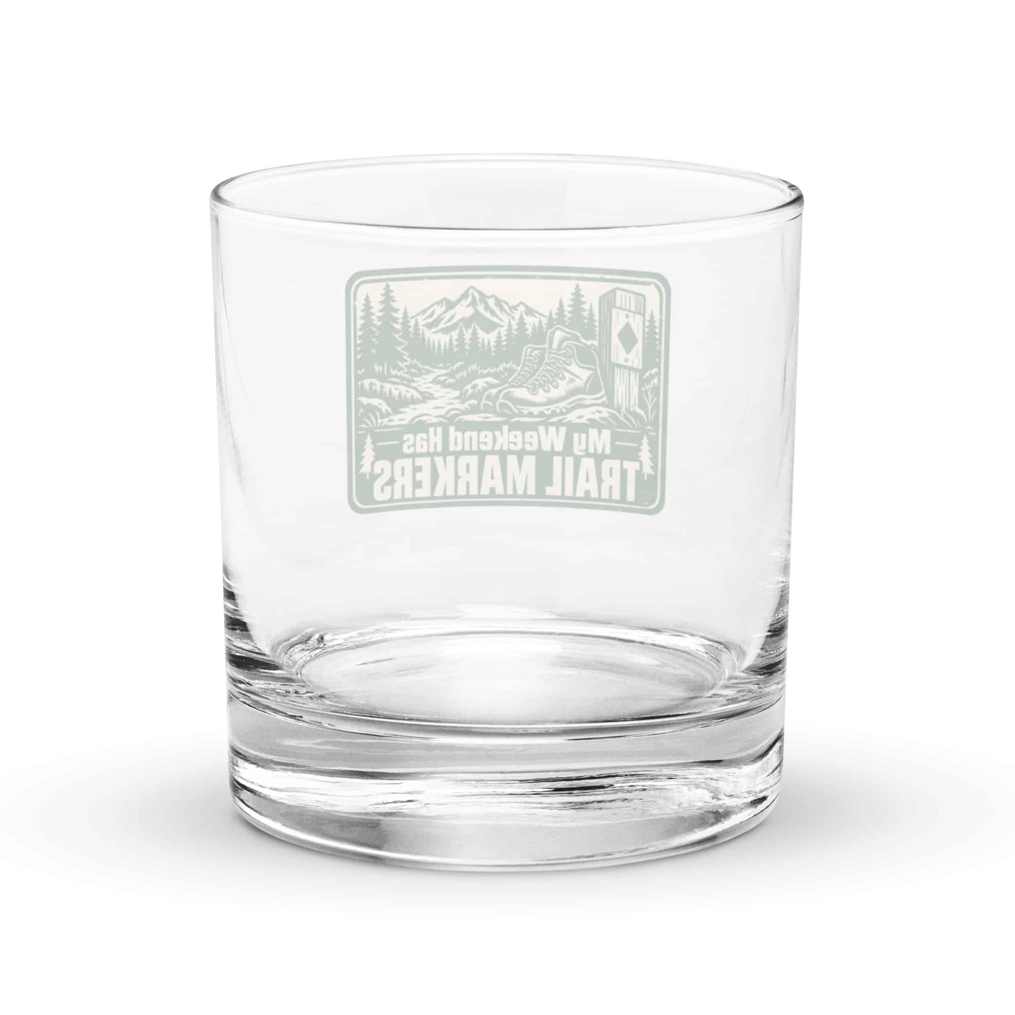 Nature and Adventure Rocks Glass: My Weekend Has Trail Markers, Forest Ink Stamp