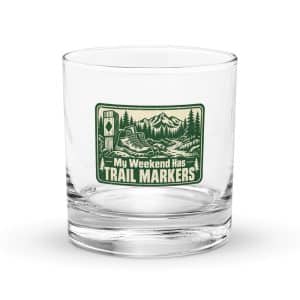 Nature and Adventure Rocks Glass: My Weekend Has Trail Markers, Forest Ink Stamp - 10.5 oz - Main
