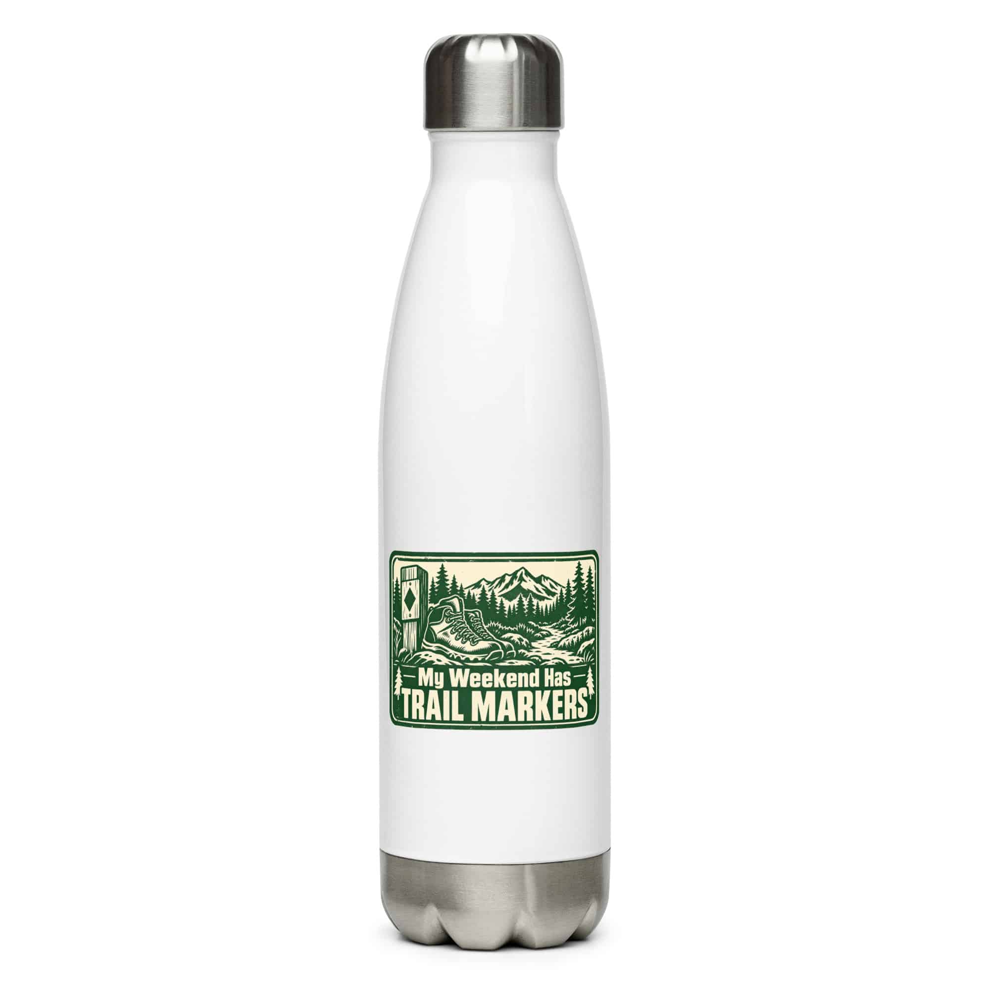 Nature and Adventure Stainless Steel Water Bottle: My Weekend Has Trail Markers, Forest Ink Stamp