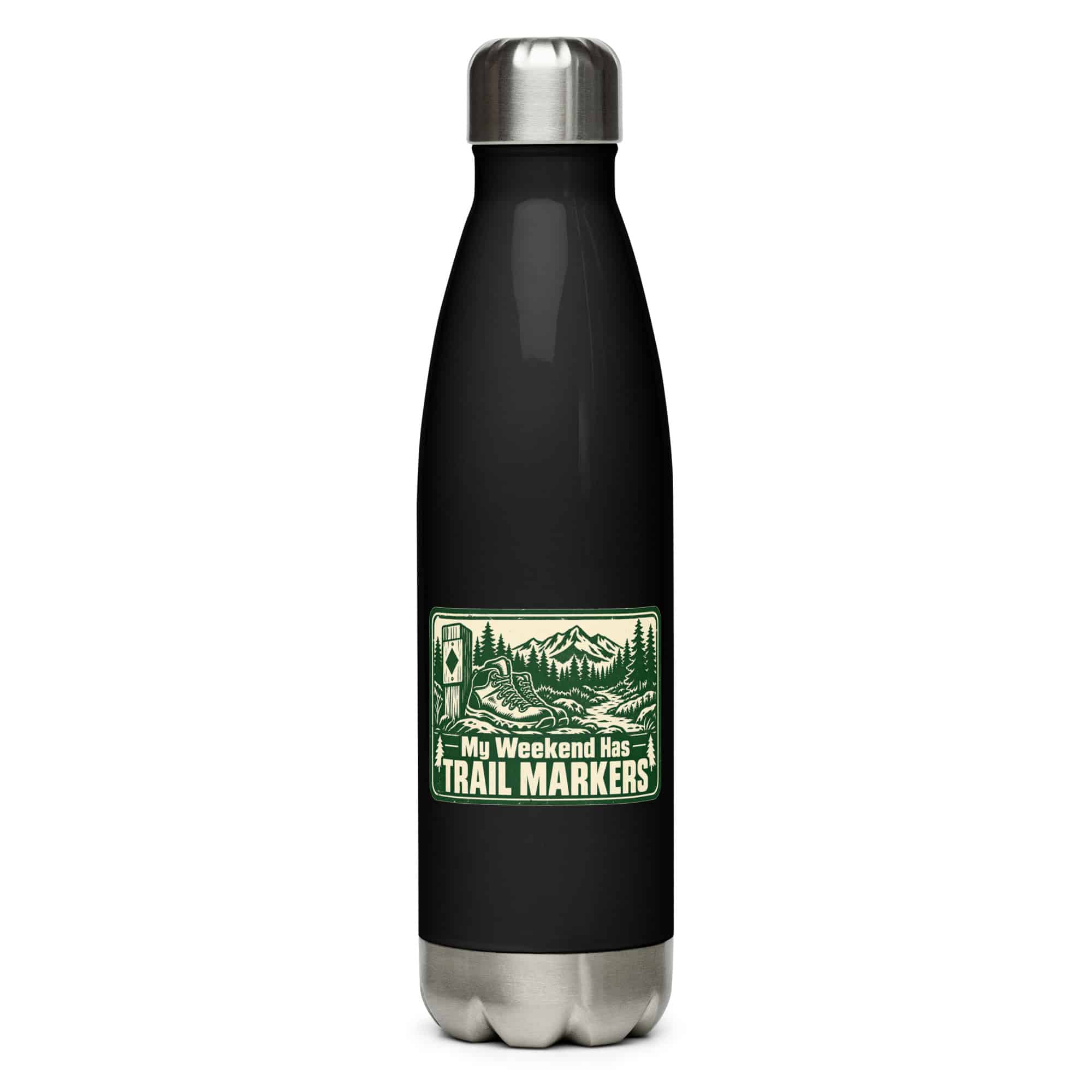 Nature and Adventure Stainless Steel Water Bottle: My Weekend Has Trail Markers, Forest Ink Stamp