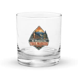 Nature and Adventure Rocks Glass: My Weekend Has Trail Markers, Scenic Shield Badge - 10.5 oz - Main