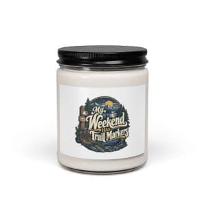 Nature and Adventure Soy Wax Candle: My Weekend Has Trail Markers, Woodland Scenic Lettering - 9oz - Main