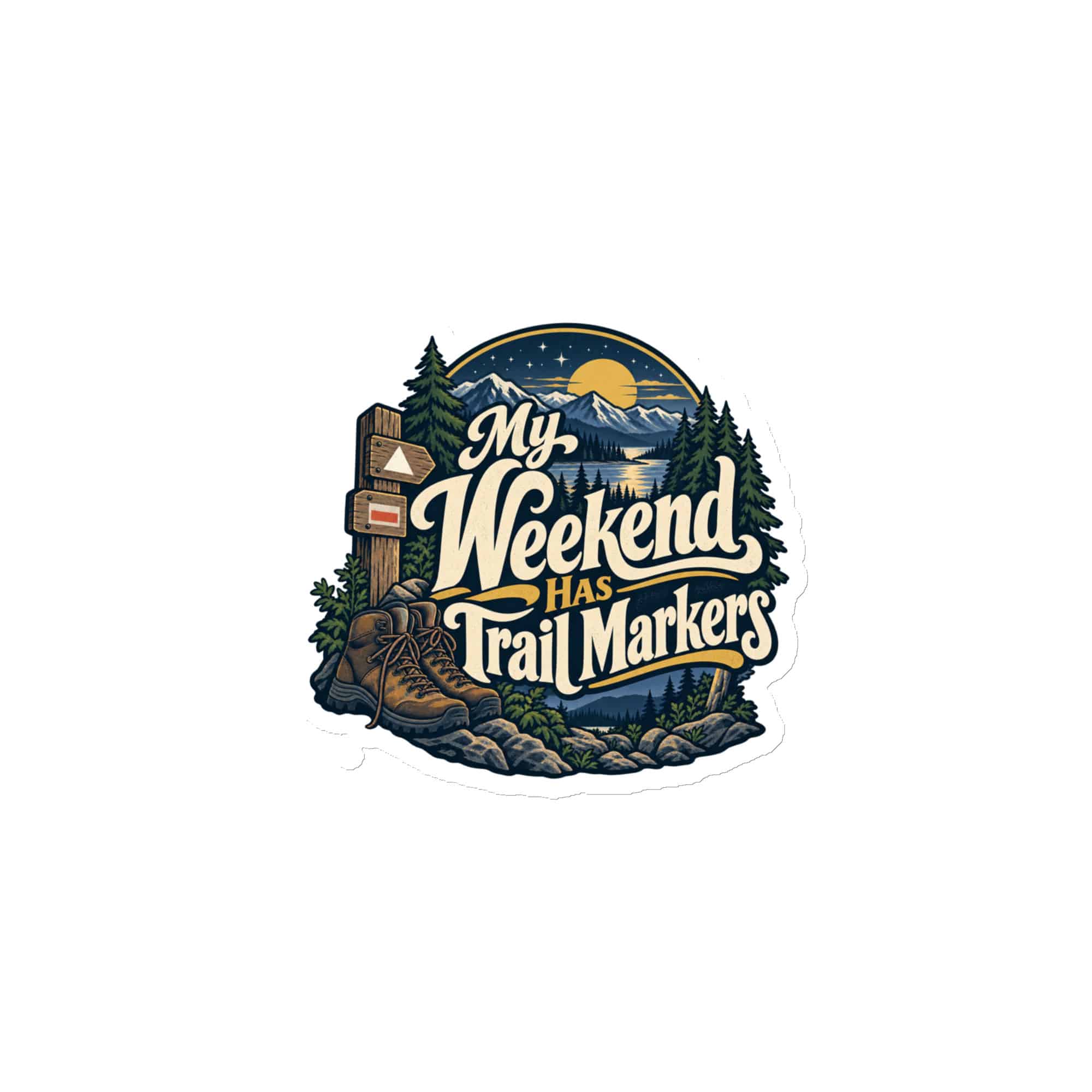 Nature and Adventure Die-Cut Magnet: My Weekend Has Trail Markers, Woodland Scenic Lettering