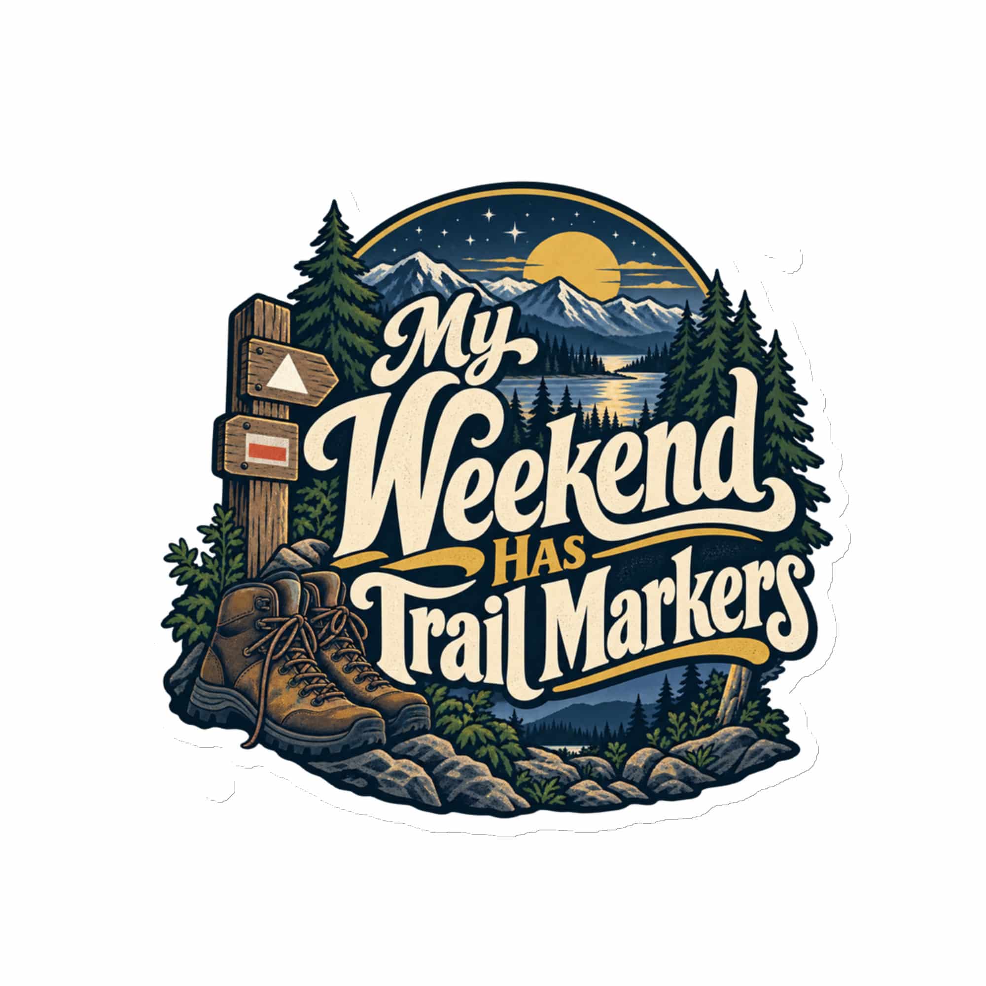 Nature and Adventure Die-Cut Magnet: My Weekend Has Trail Markers, Woodland Scenic Lettering