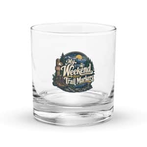 Nature and Adventure Rocks Glass: My Weekend Has Trail Markers, Woodland Scenic Lettering - 10.5 oz - Main