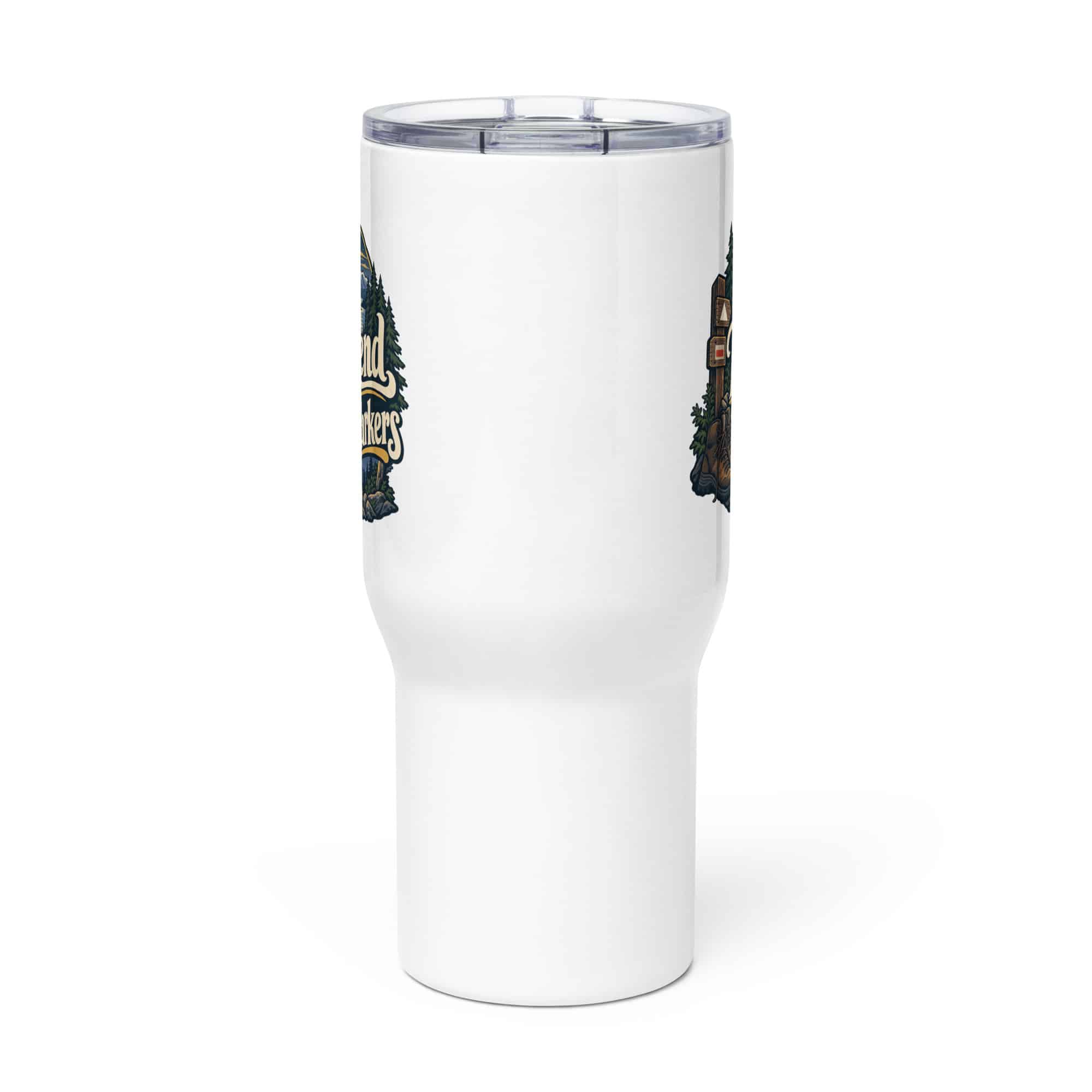 Nature and Adventure Travel Mug: My Weekend Has Trail Markers, Woodland Scenic Lettering