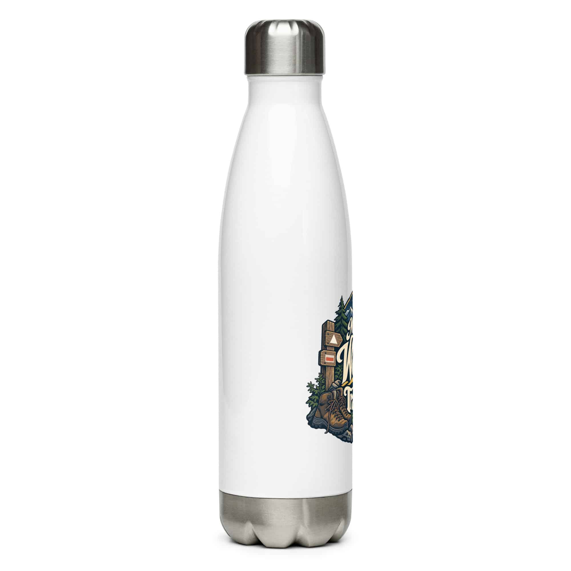 Nature and Adventure Stainless Steel Water Bottle: My Weekend Has Trail Markers, Woodland Scenic Lettering