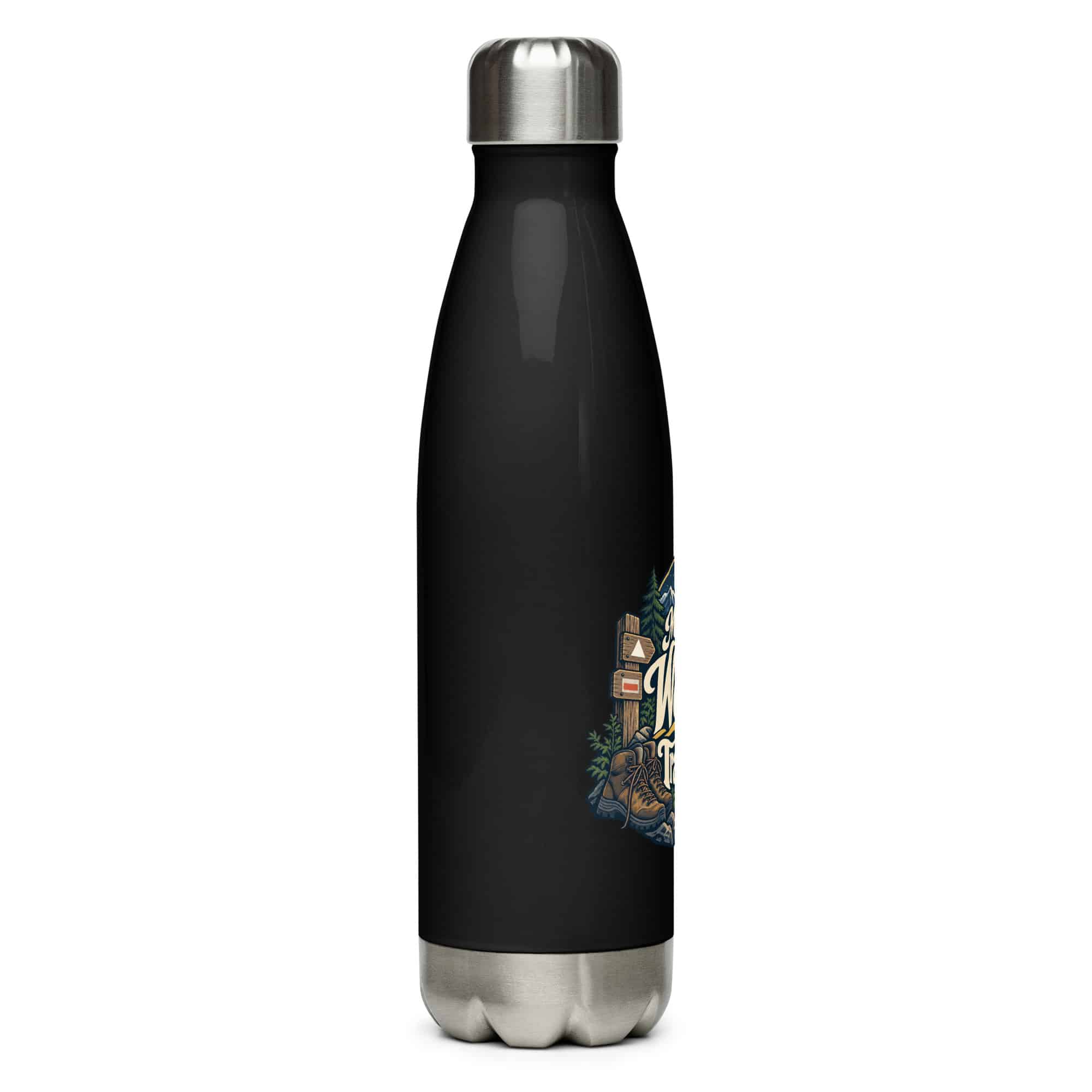 Nature and Adventure Stainless Steel Water Bottle: My Weekend Has Trail Markers, Woodland Scenic Lettering