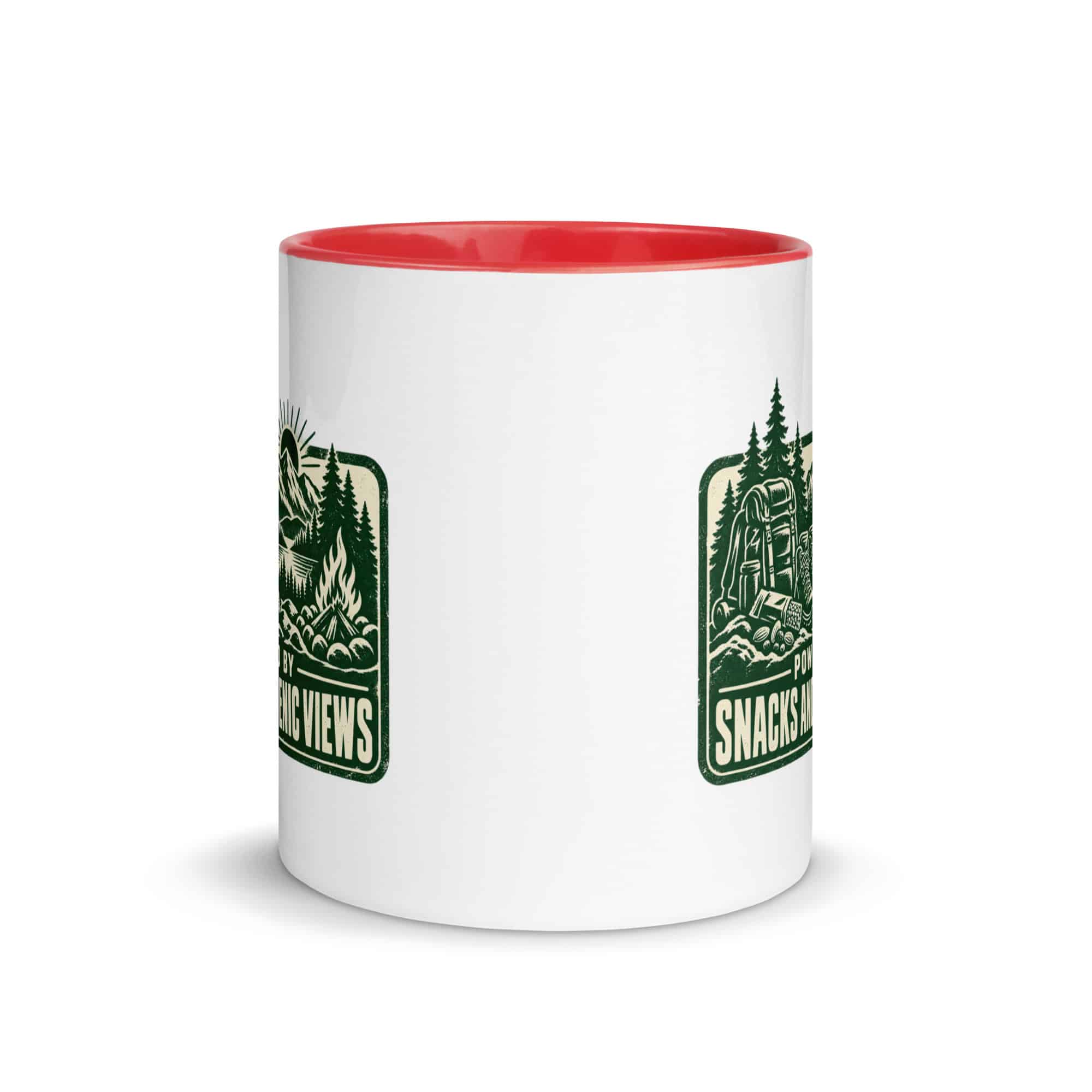 Nature and Adventure Color Inside Coffee Mug: Powered by Snacks and Scenic Views, Forest Ink Stamp