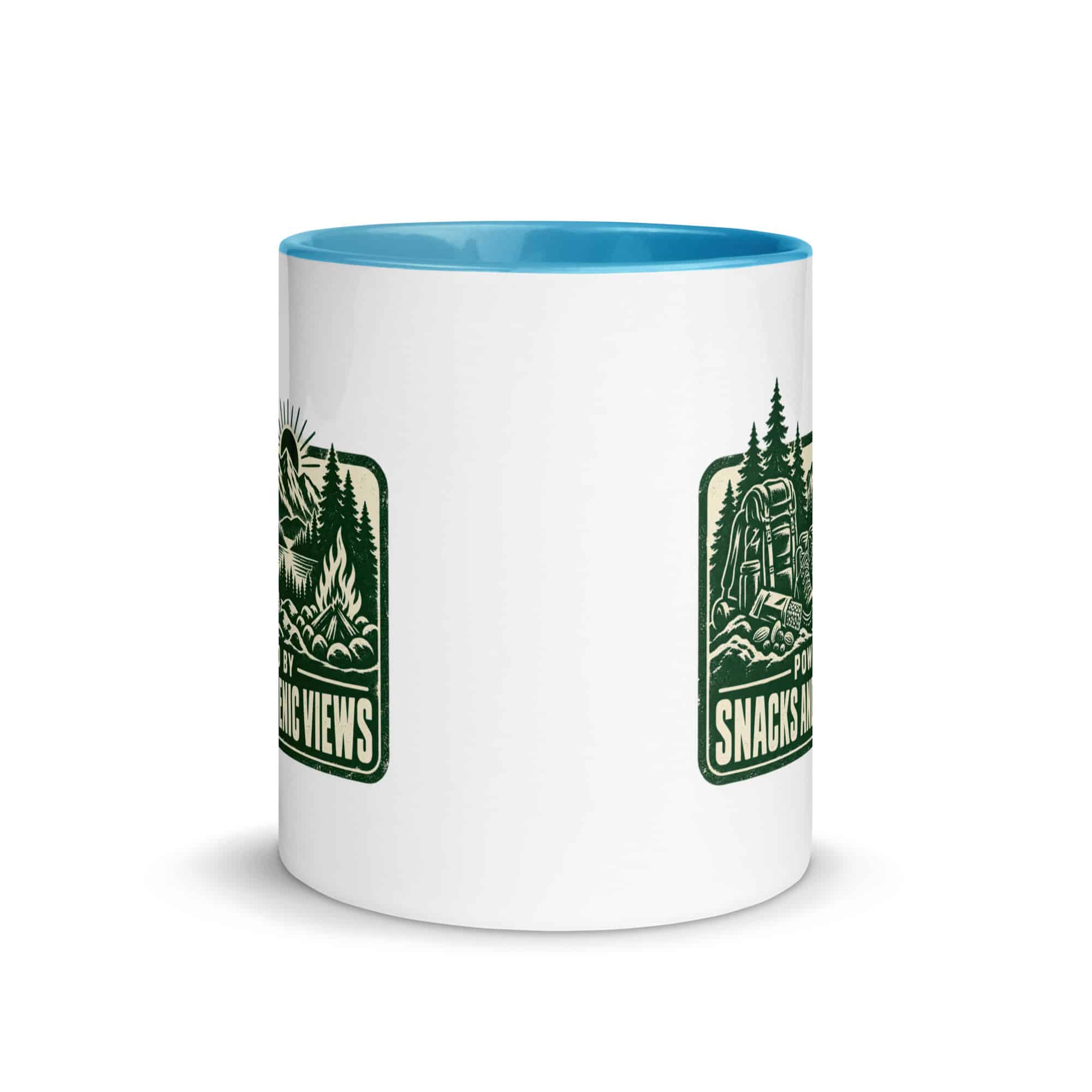 Nature and Adventure Color Inside Coffee Mug: Powered by Snacks and Scenic Views, Forest Ink Stamp