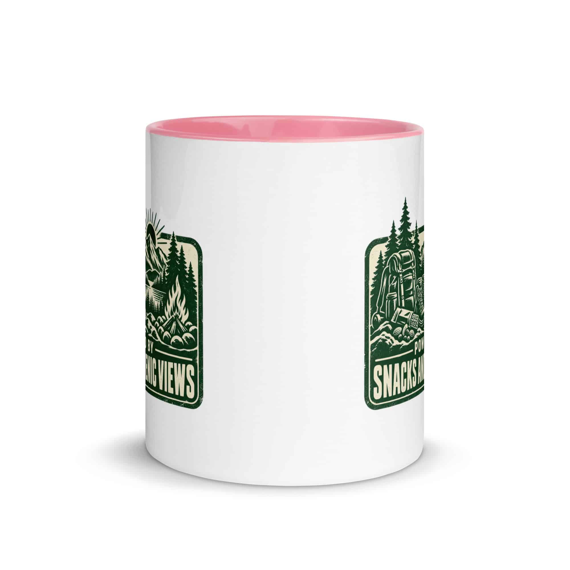 Nature and Adventure Color Inside Coffee Mug: Powered by Snacks and Scenic Views, Forest Ink Stamp