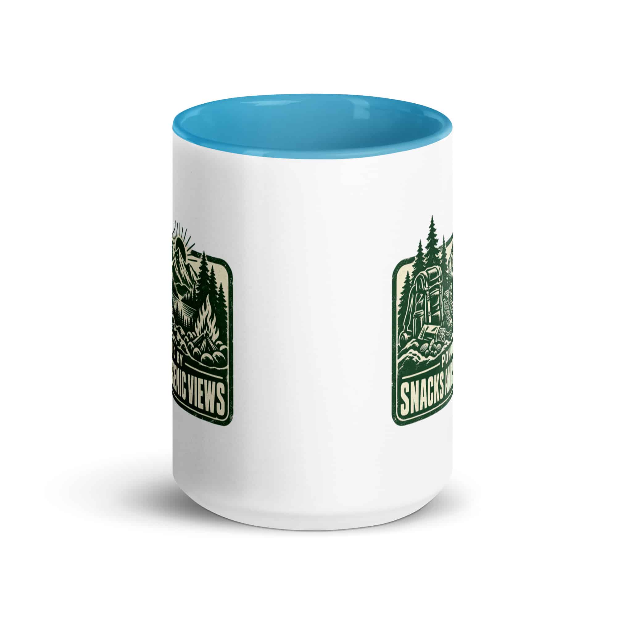 Nature and Adventure Color Inside Coffee Mug: Powered by Snacks and Scenic Views, Forest Ink Stamp