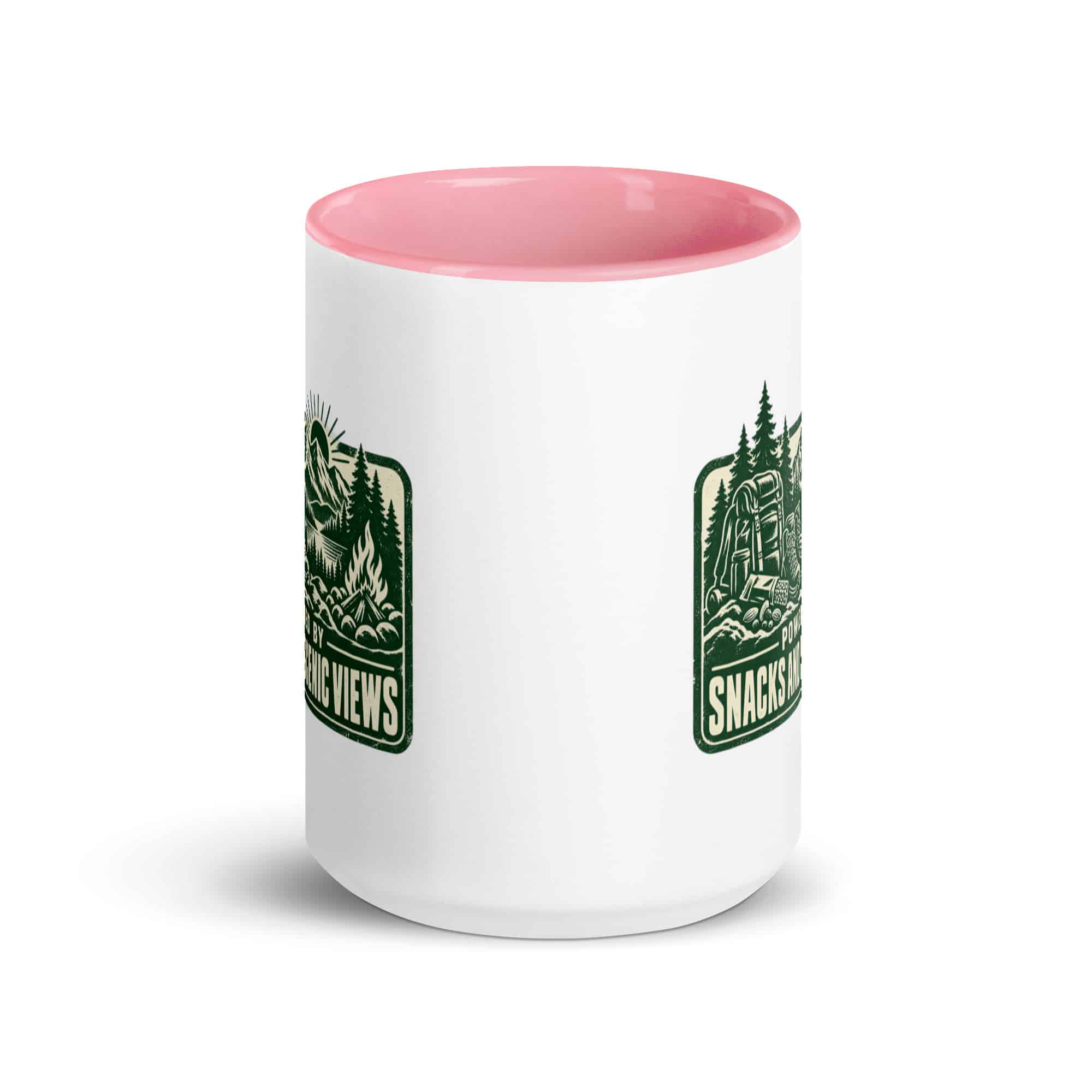 Nature and Adventure Color Inside Coffee Mug: Powered by Snacks and Scenic Views, Forest Ink Stamp