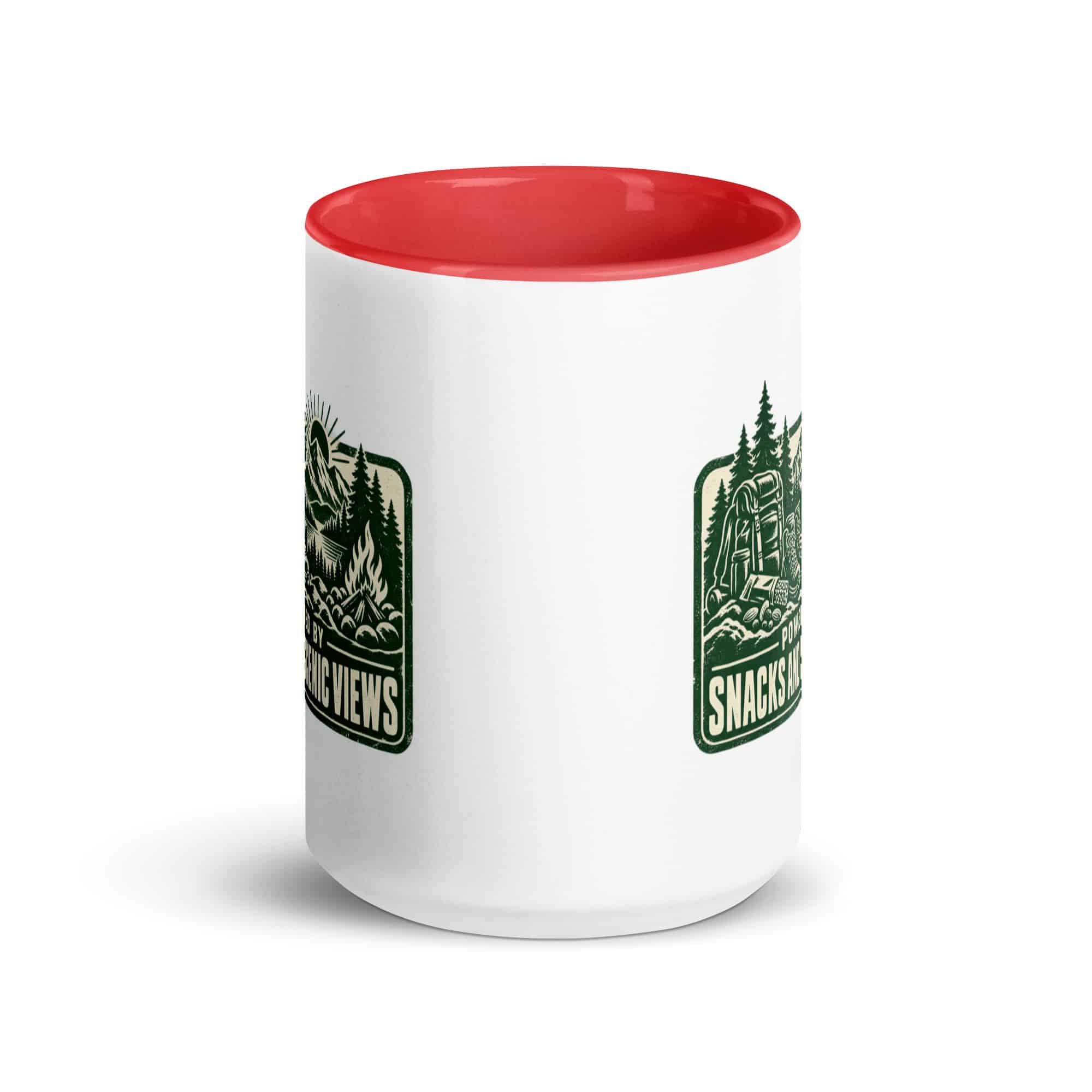 Nature and Adventure Color Inside Coffee Mug: Powered by Snacks and Scenic Views, Forest Ink Stamp