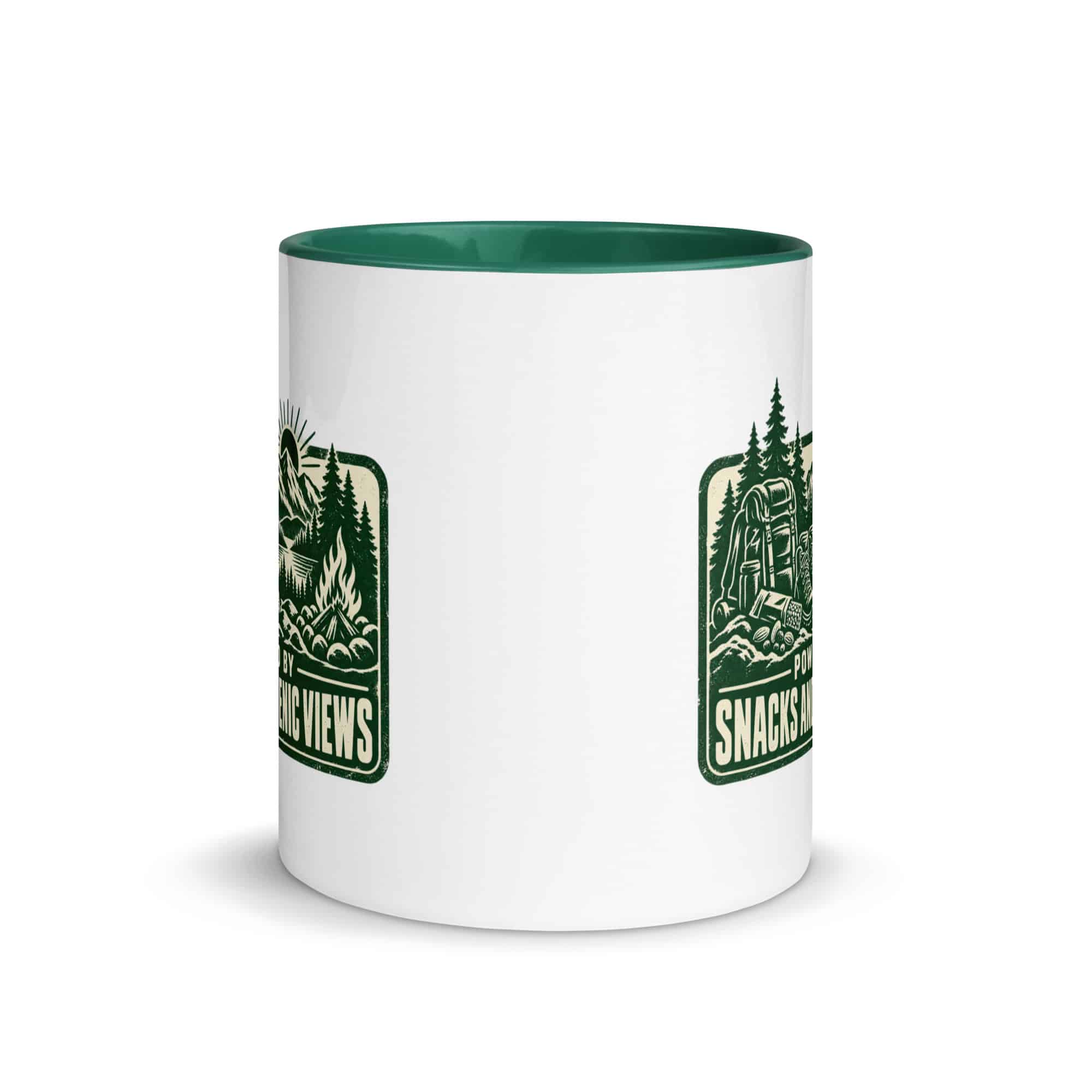 Nature and Adventure Color Inside Coffee Mug: Powered by Snacks and Scenic Views, Forest Ink Stamp