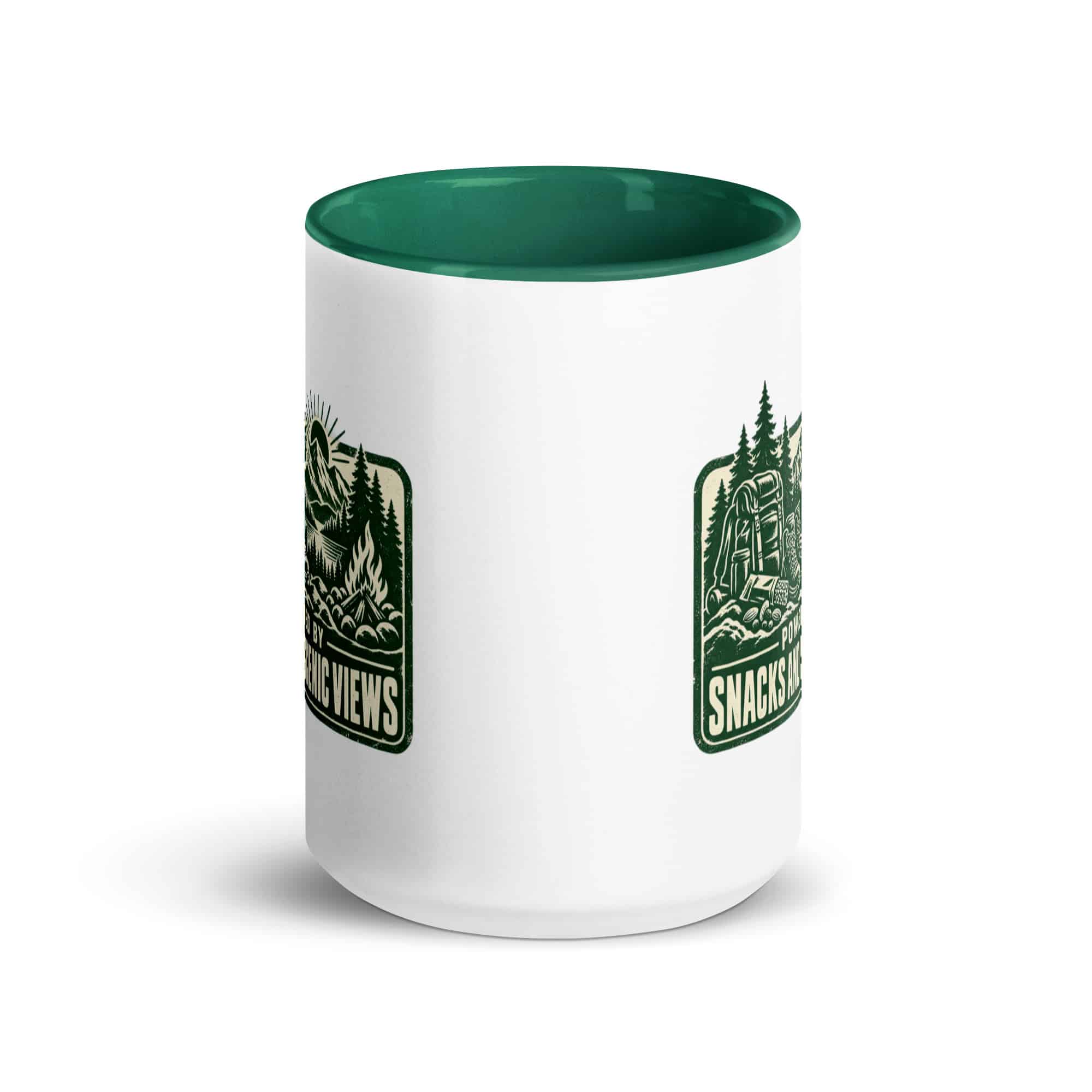 Nature and Adventure Color Inside Coffee Mug: Powered by Snacks and Scenic Views, Forest Ink Stamp