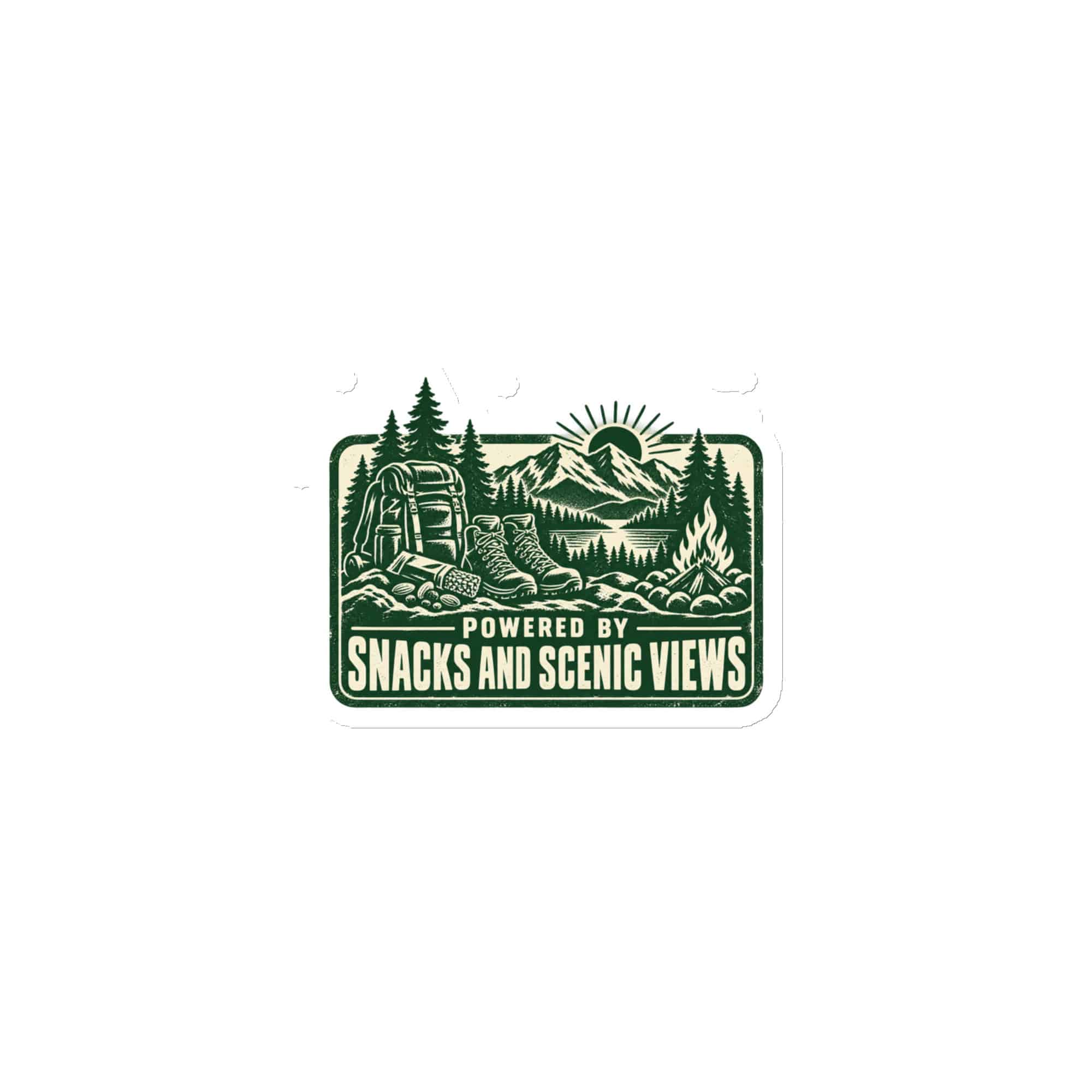Nature and Adventure Die-Cut Magnet: Powered by Snacks and Scenic Views, Forest Ink Stamp