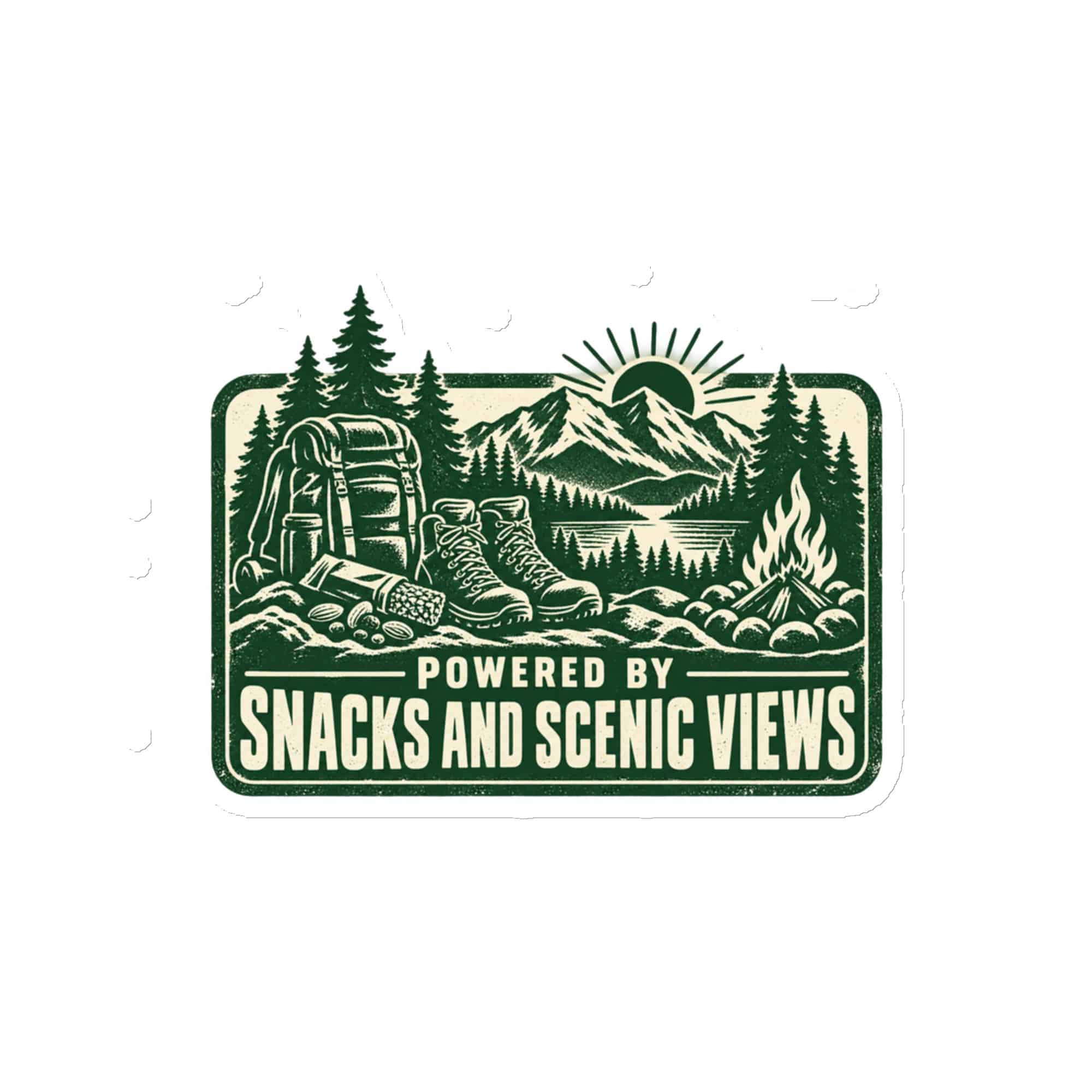 Nature and Adventure Die-Cut Magnet: Powered by Snacks and Scenic Views, Forest Ink Stamp