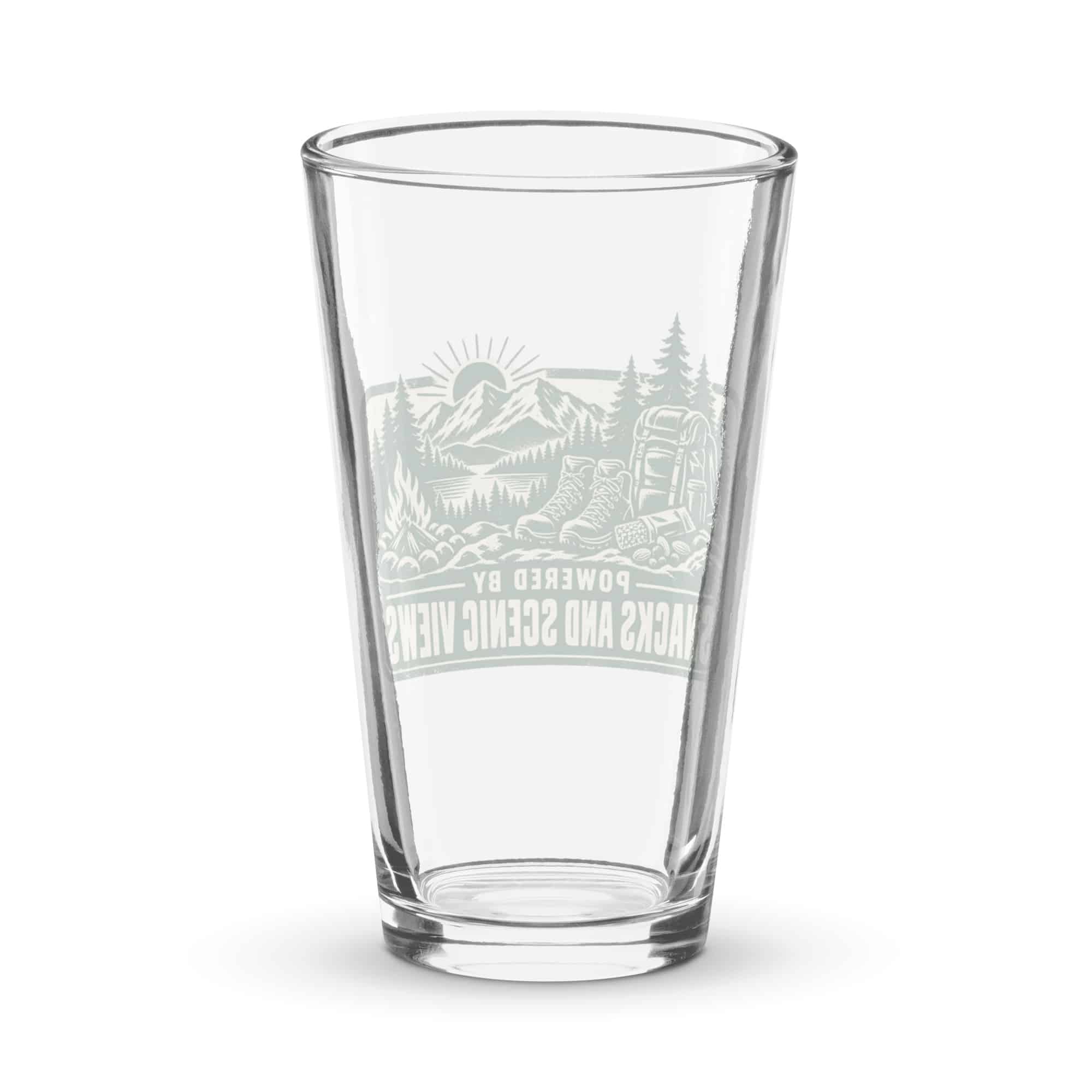 Nature and Adventure Pint Glass: Powered by Snacks and Scenic Views, Forest Ink Stamp