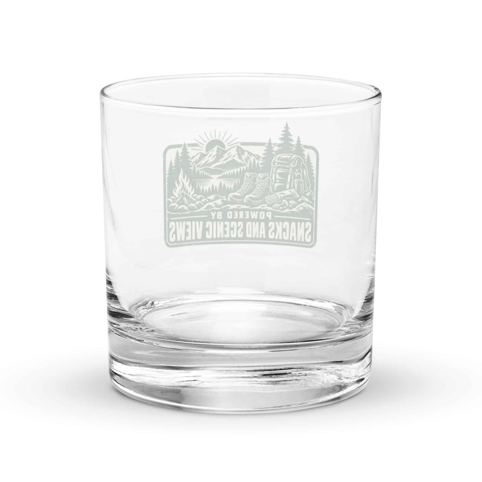 Nature and Adventure Rocks Glass: Powered by Snacks and Scenic Views, Forest Ink Stamp