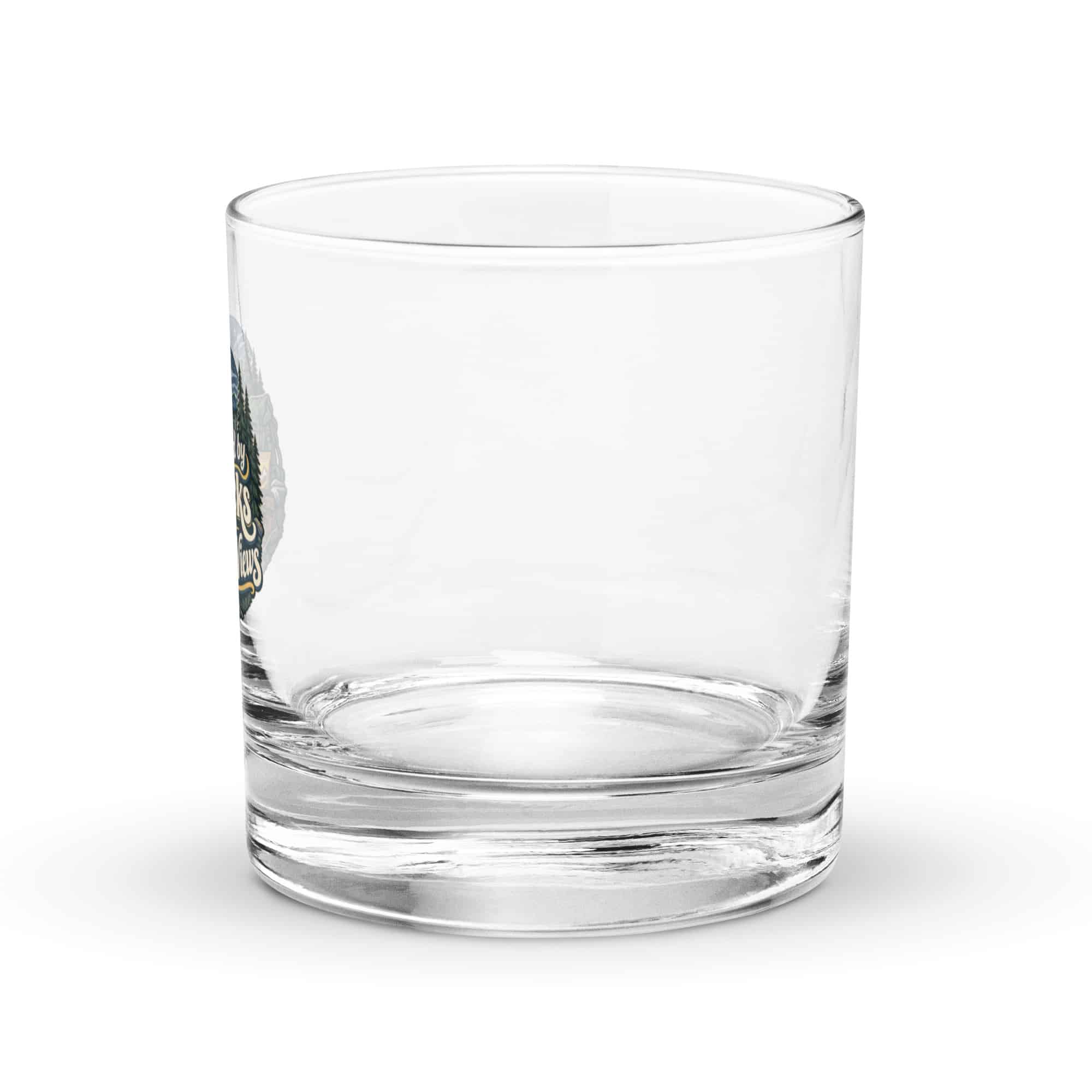 Nature and Adventure Rocks Glass: Powered by Snacks and Scenic Views, Woodland Scenic Lettering