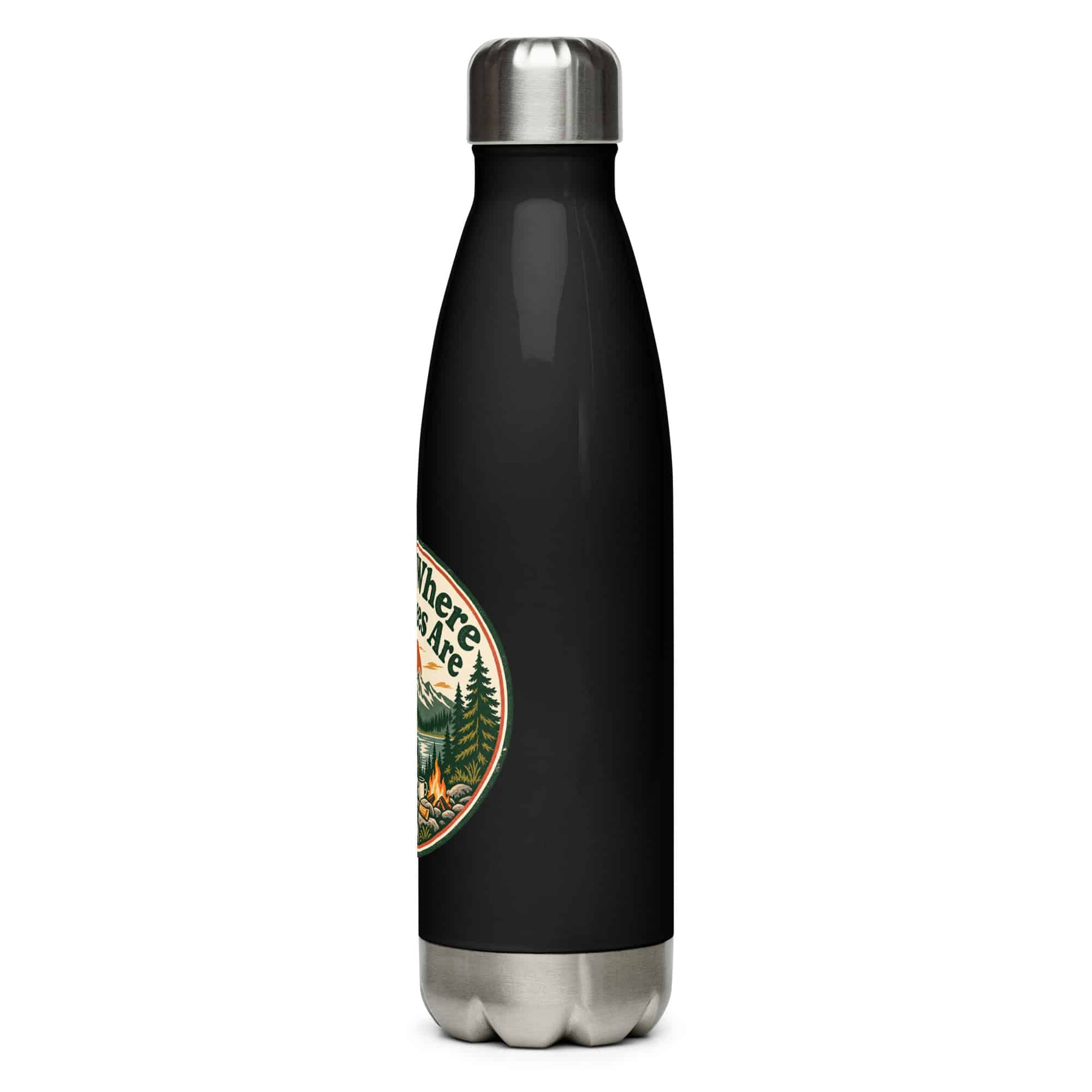 Nature and Adventure Stainless Steel Water Bottle: I'll Be Where the Trees Are, Vintage Round Badge