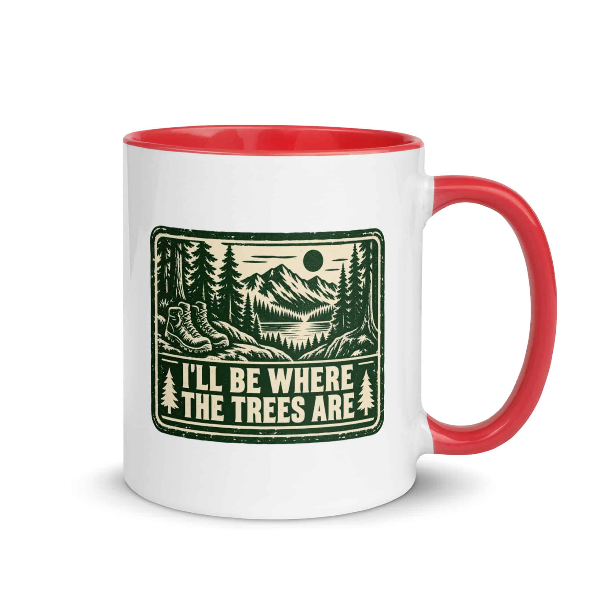 Nature and Adventure Color Inside Coffee Mug: I'll Be Where the Trees Are, Forest Ink Stamp
