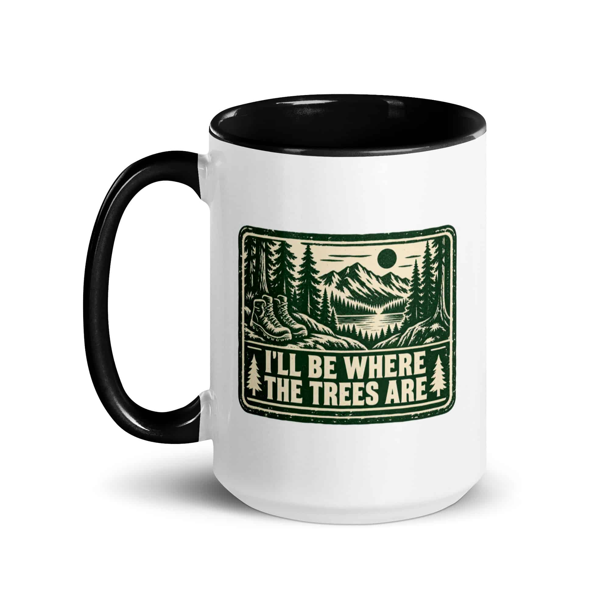 Nature and Adventure Color Inside Coffee Mug: I'll Be Where the Trees Are, Forest Ink Stamp