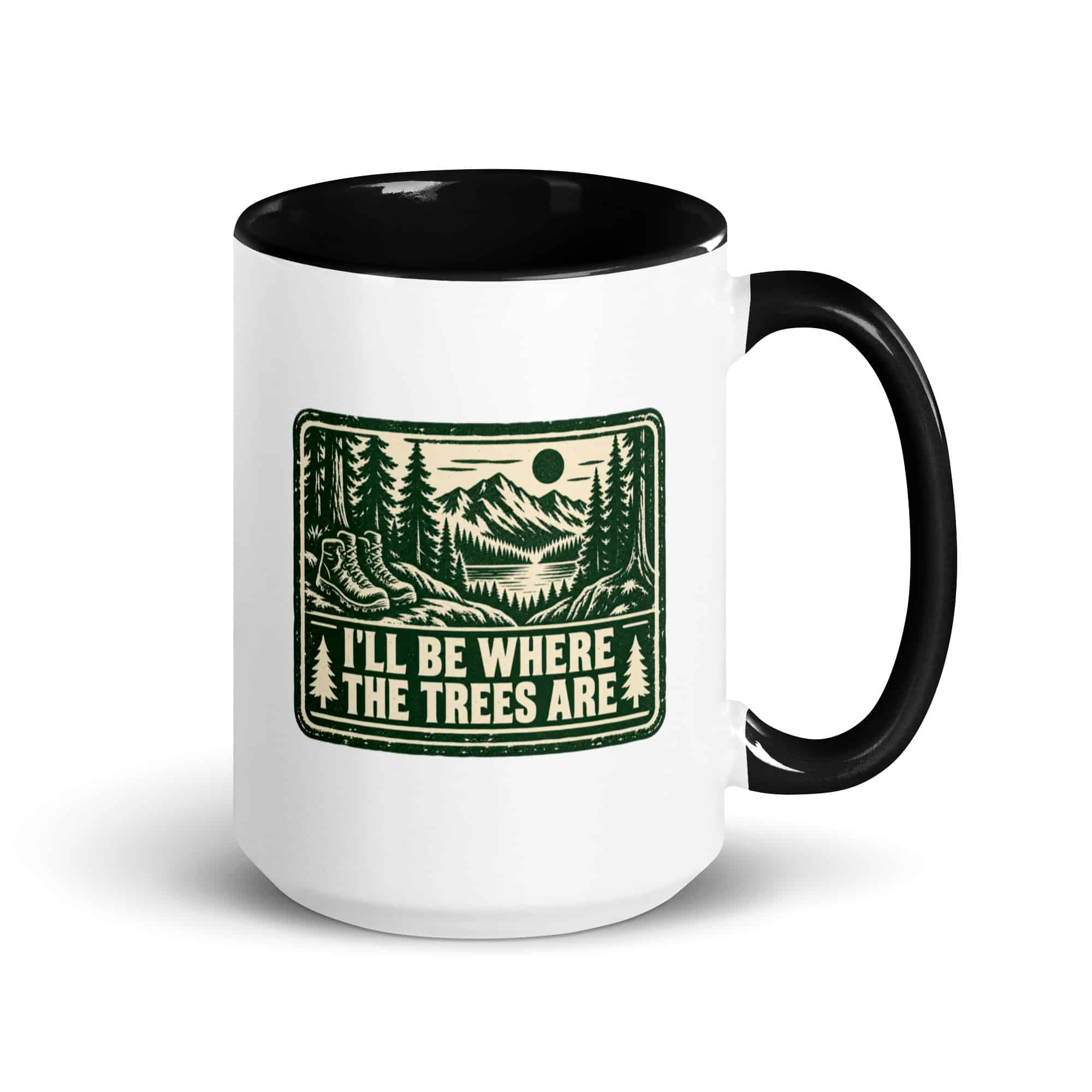 Nature and Adventure Color Inside Coffee Mug: I'll Be Where the Trees Are, Forest Ink Stamp