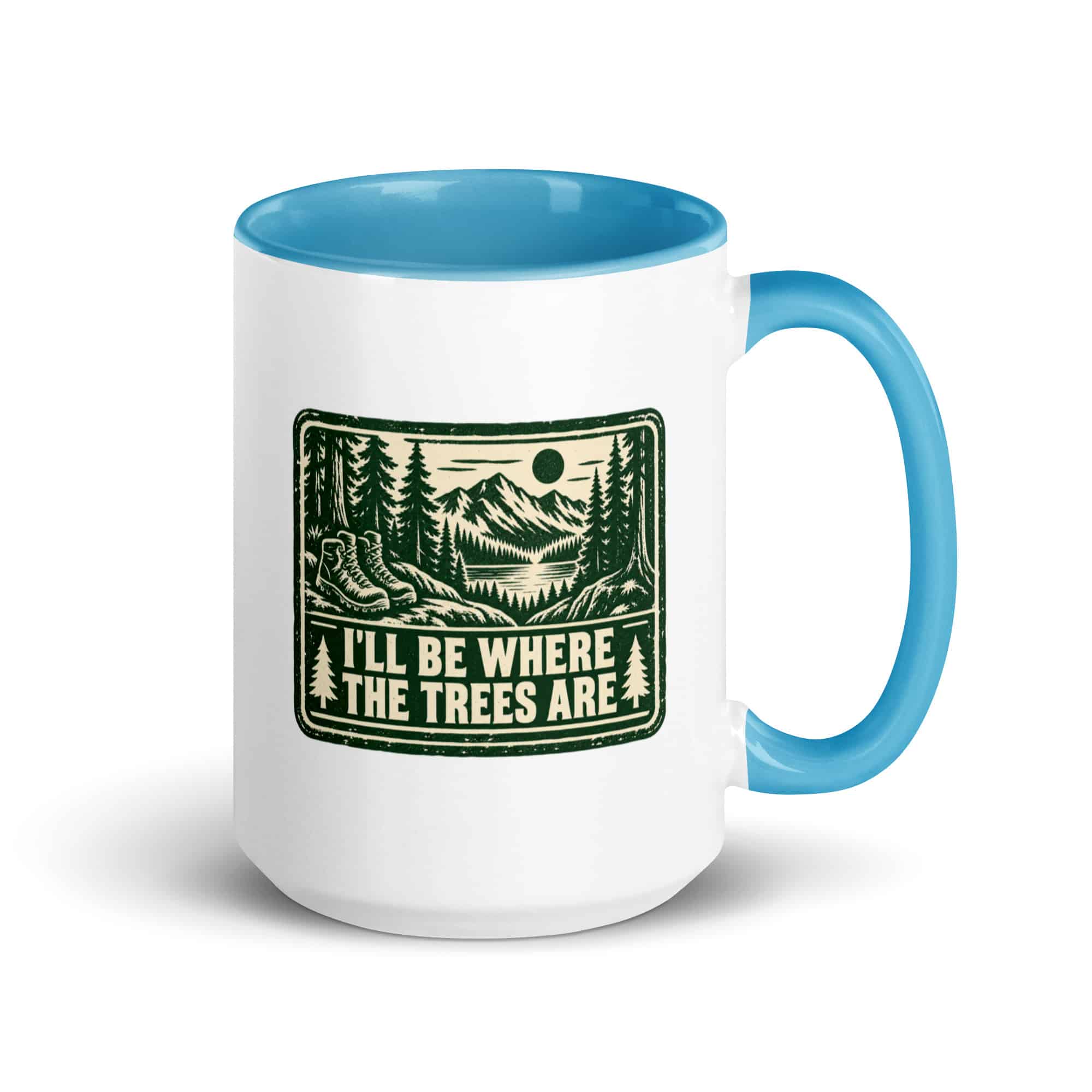 Nature and Adventure Color Inside Coffee Mug: I'll Be Where the Trees Are, Forest Ink Stamp