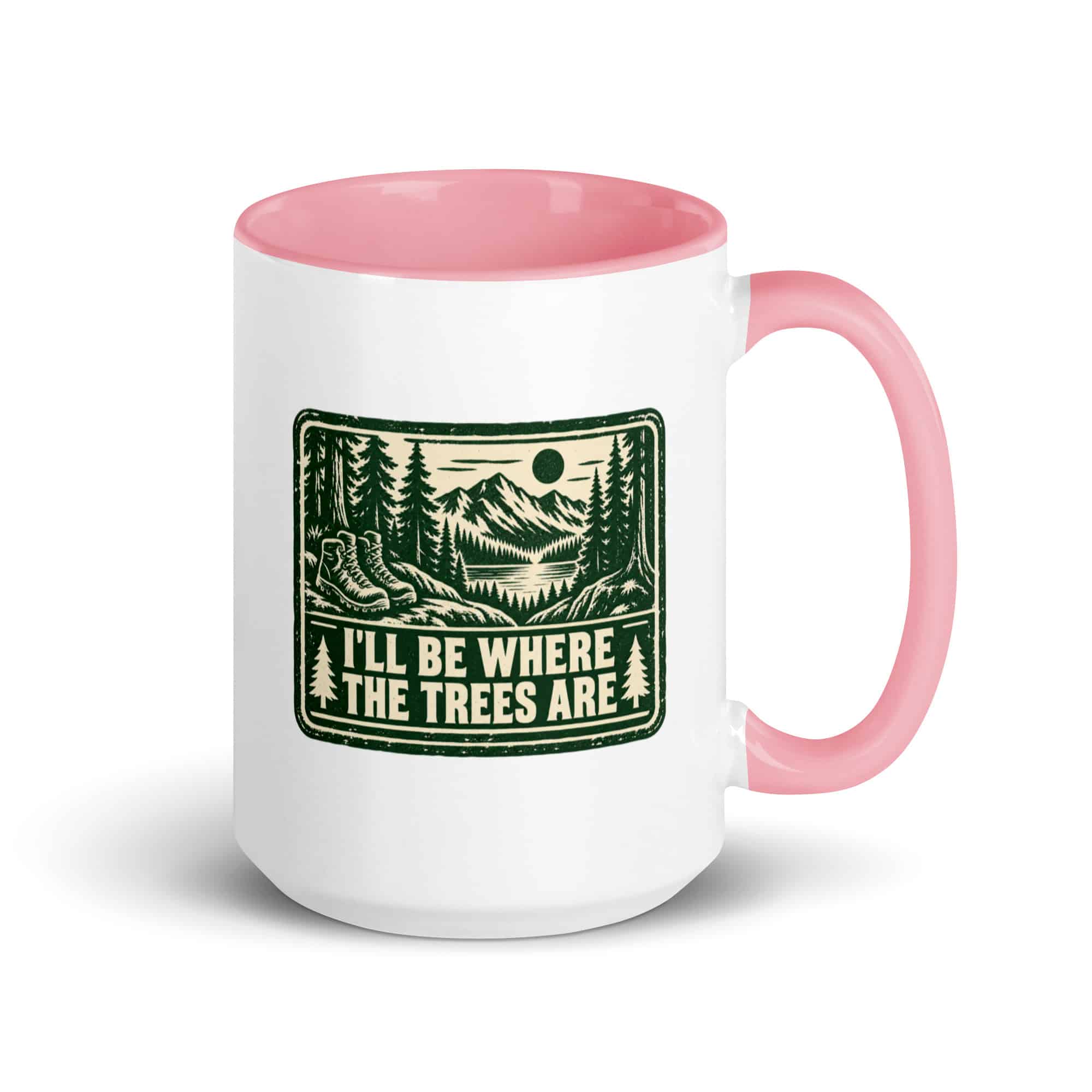 Nature and Adventure Color Inside Coffee Mug: I'll Be Where the Trees Are, Forest Ink Stamp