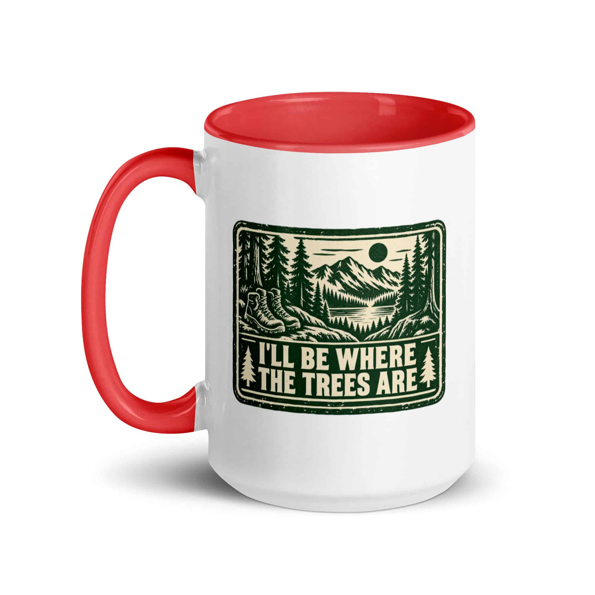 Nature and Adventure Color Inside Coffee Mug: I'll Be Where the Trees Are, Forest Ink Stamp