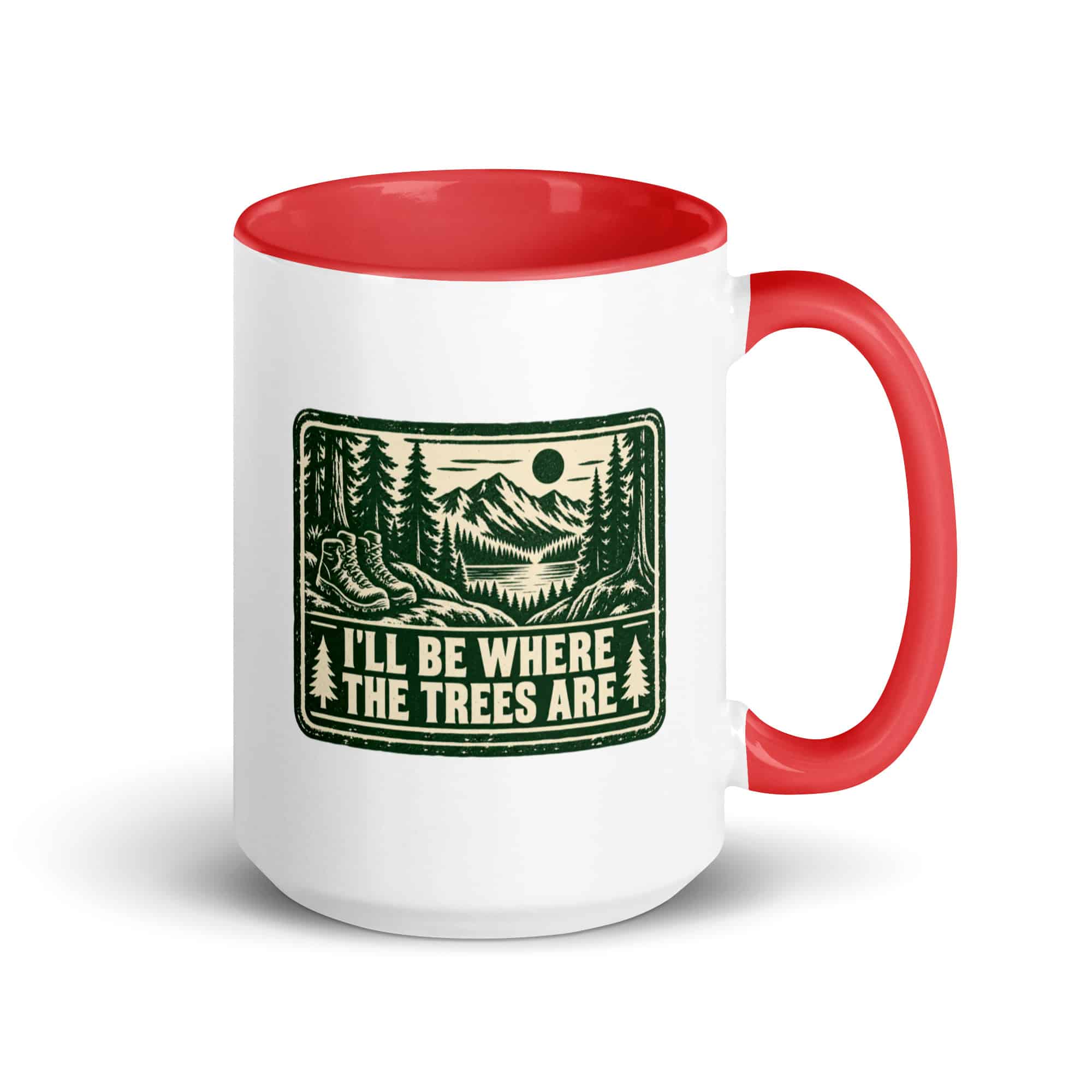 Nature and Adventure Color Inside Coffee Mug: I'll Be Where the Trees Are, Forest Ink Stamp