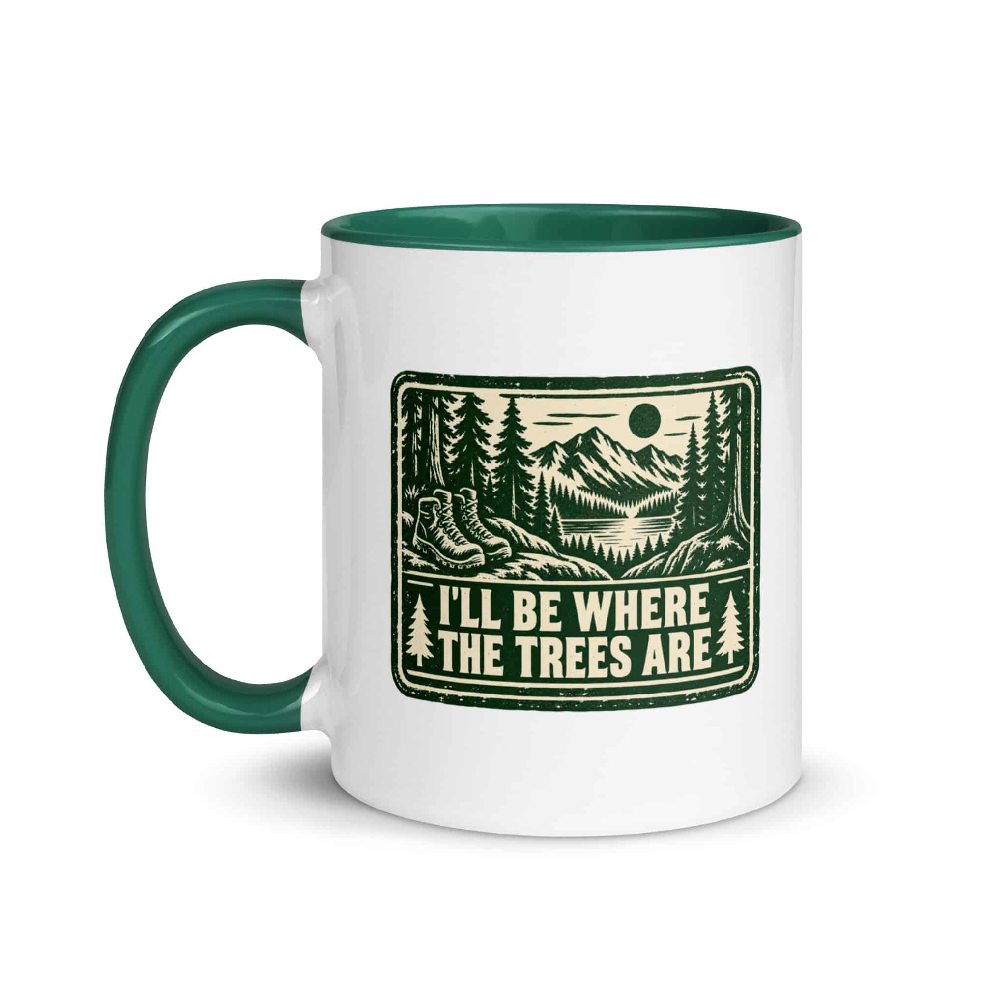 Nature and Adventure Color Inside Coffee Mug: I'll Be Where the Trees Are, Forest Ink Stamp