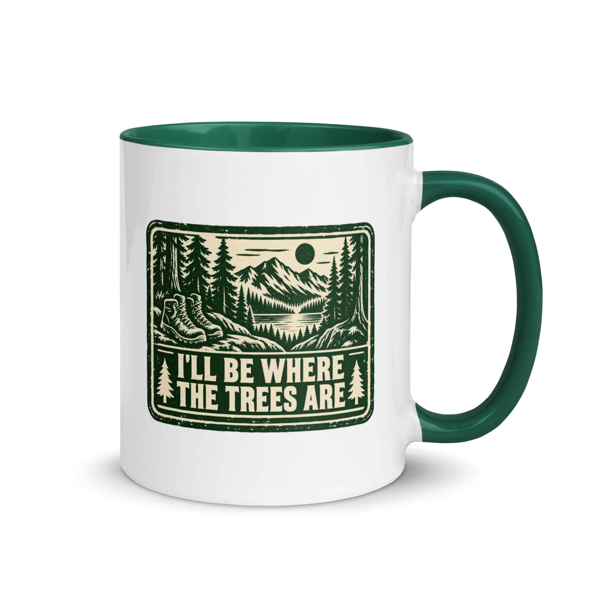Nature and Adventure Color Inside Coffee Mug: I'll Be Where the Trees Are, Forest Ink Stamp